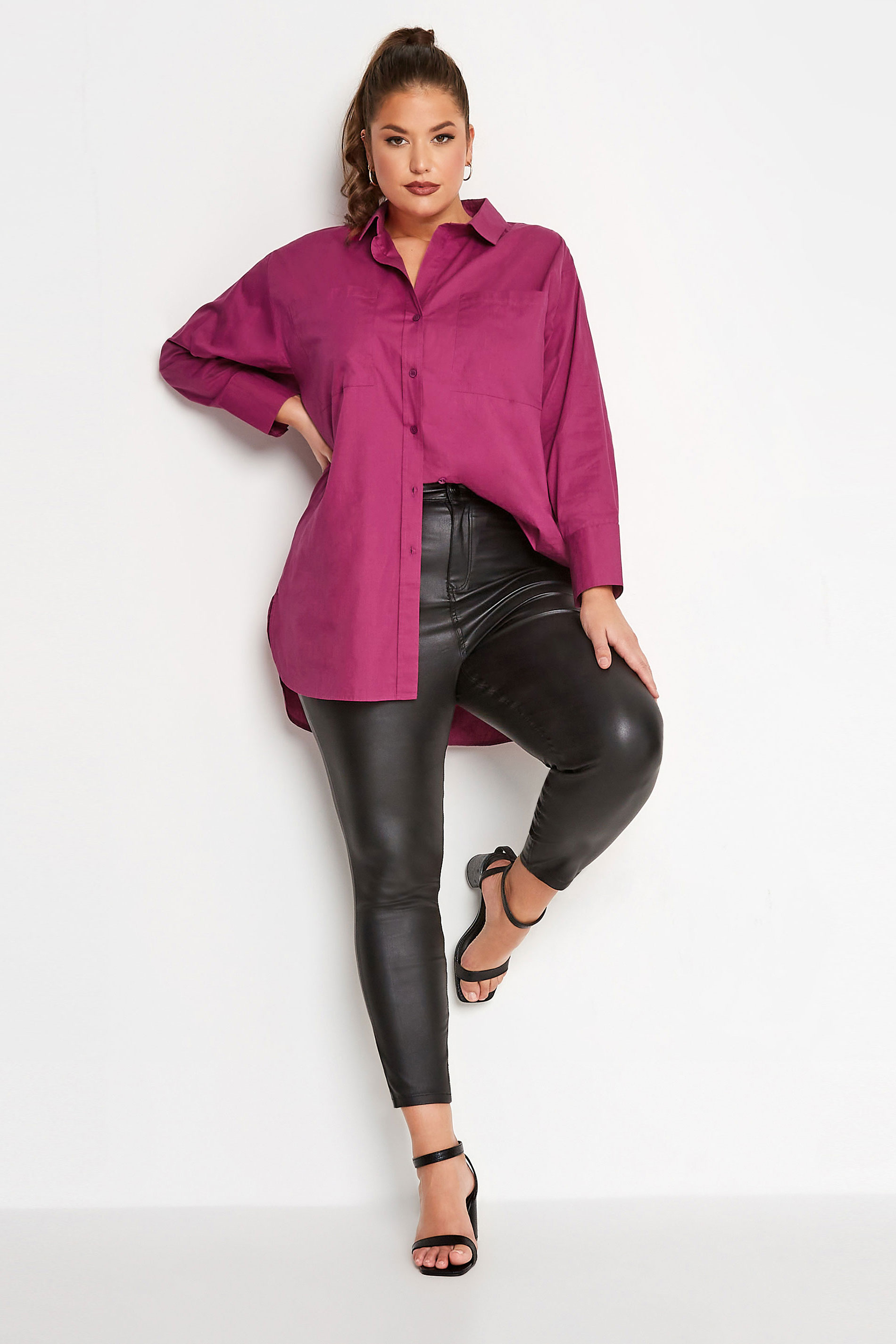 LIMITED COLLECTION Plus Size Pink Oversized Boyfriend Shirt | Yours Clothing 2