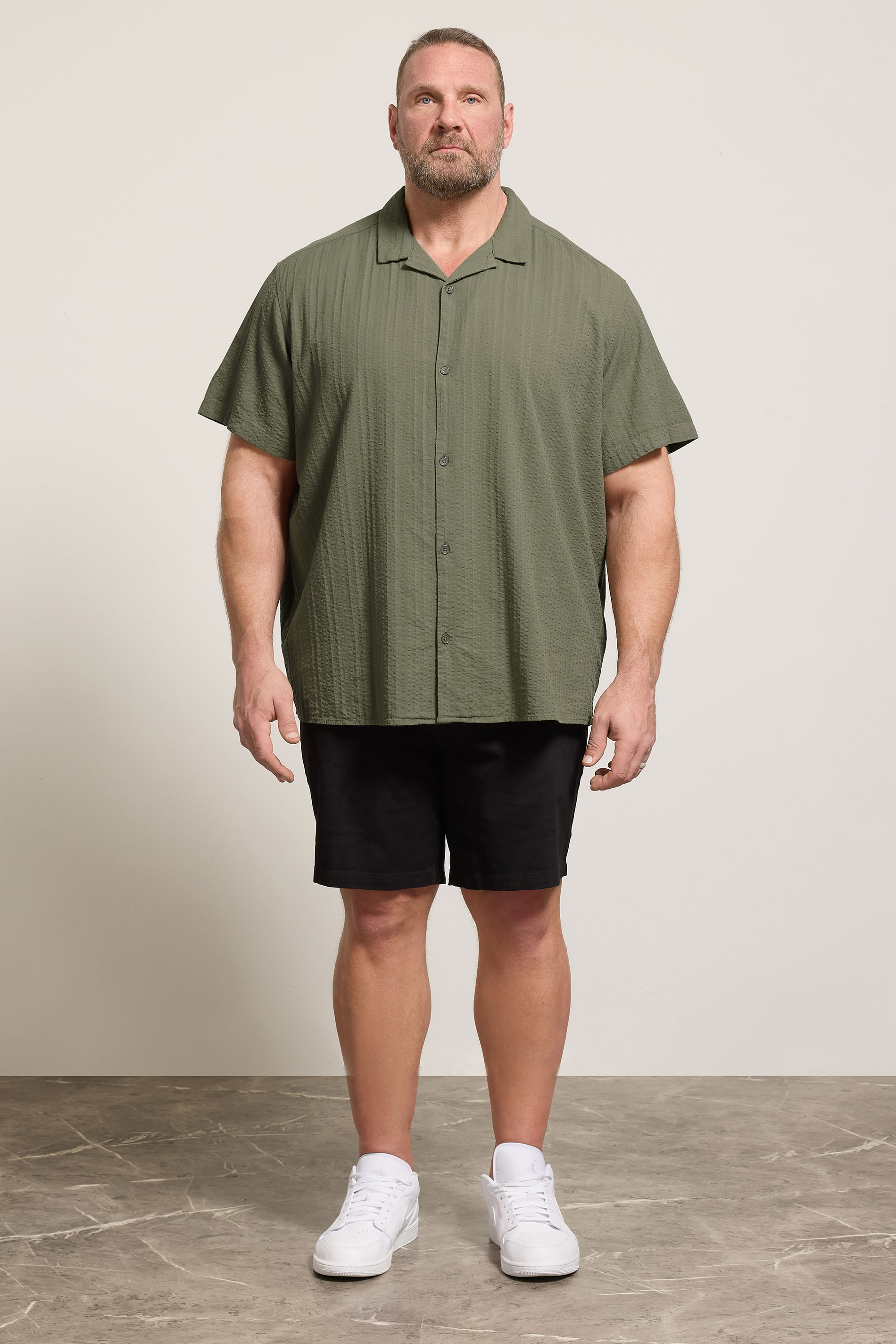 JACK & JONES Big & Tall Vetiver Green Short Sleeve Resort Shirt | BadRhino 1