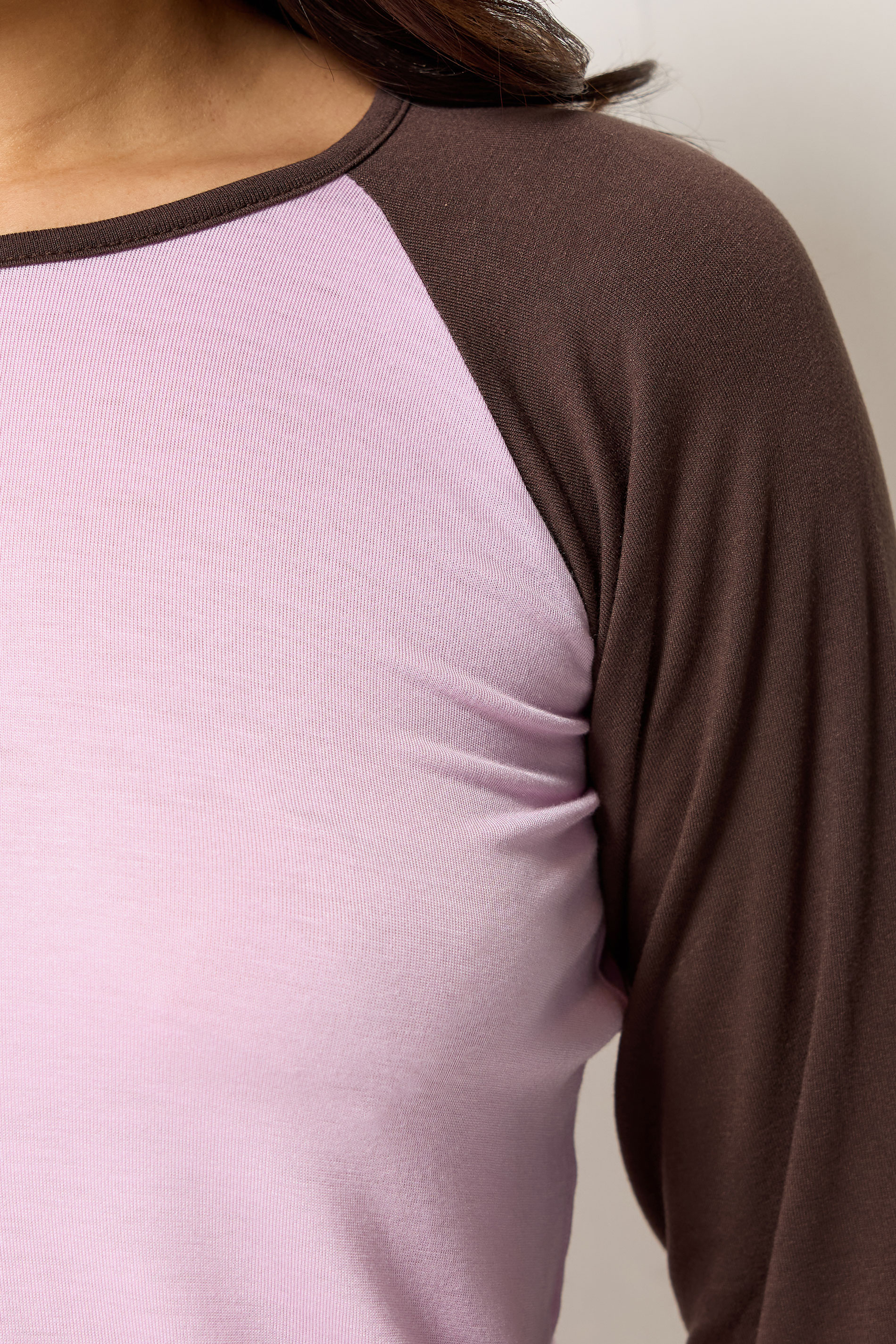 PixieGirl Petite Women's Pink & Brown Contrast Sleeve T-Shirt | PixieGirl 4