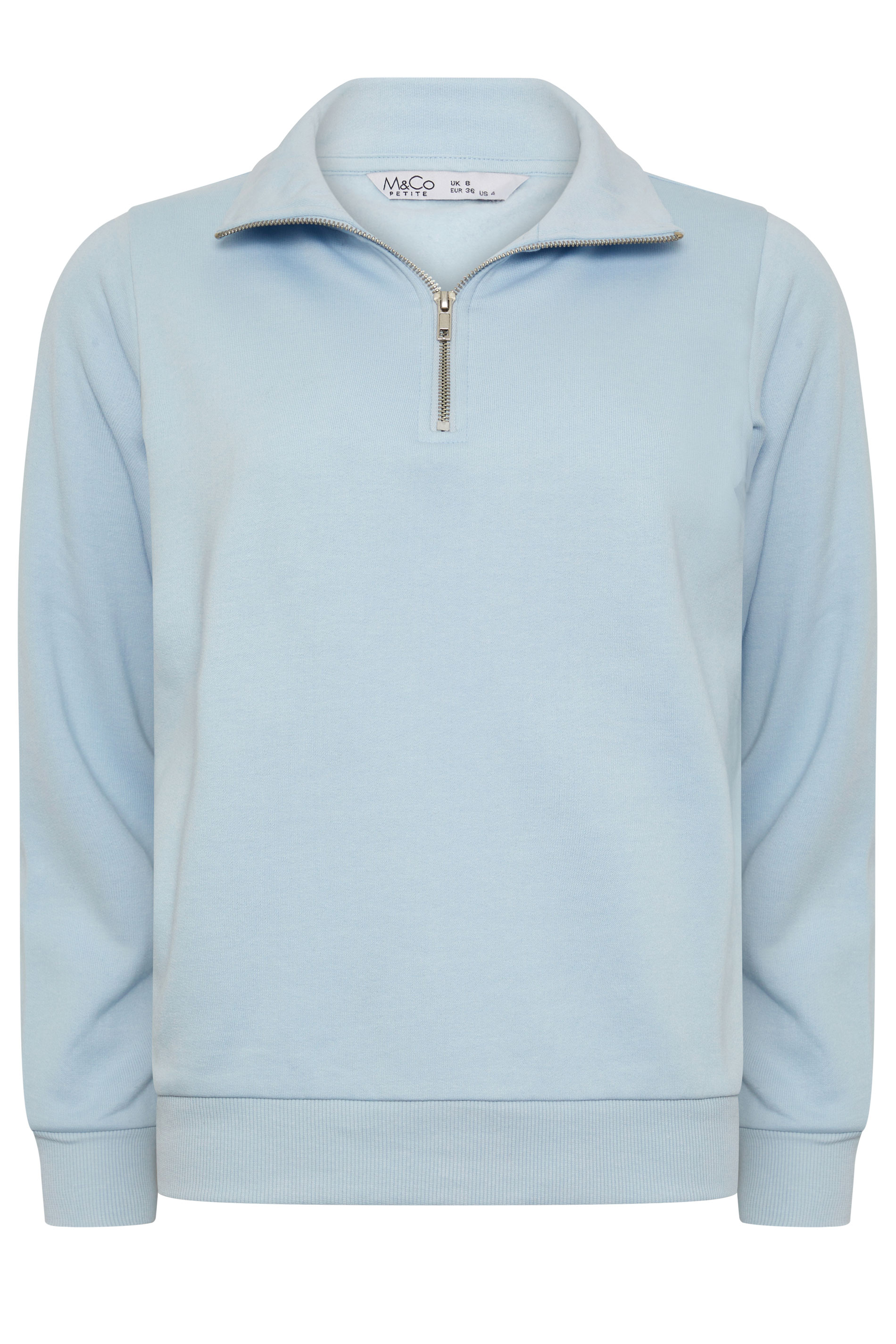 M&Co Petite Light Blue Quarter Zip Sweatshirt | M&Co 5