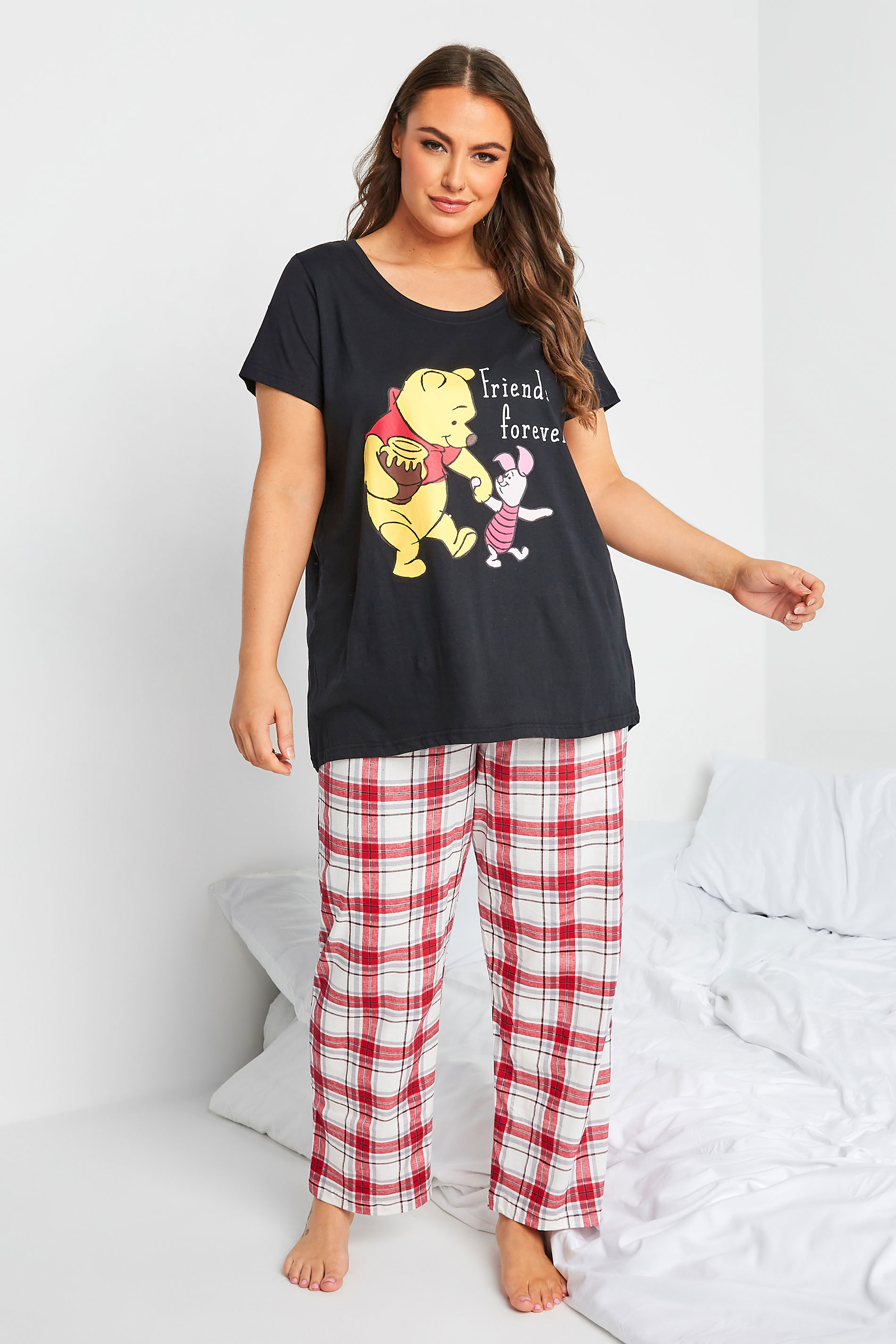 herinneringen laat staan Roeispaan DISNEY Plus Size Black Winnie The Pooh & Piglet Check Print Pyjama Set |  Yours Clothing