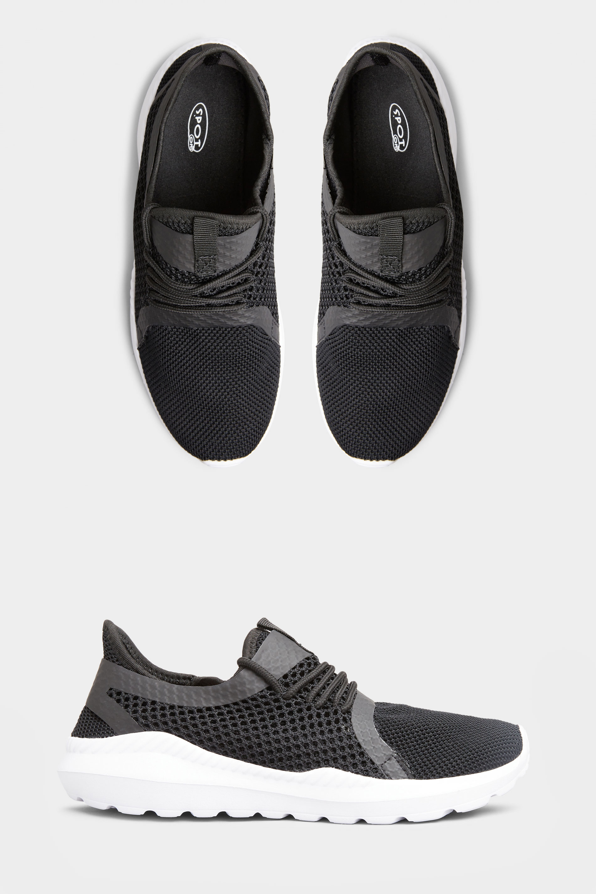 Black Knitted Mesh Trainers In Standard Fit | Yours Clothing