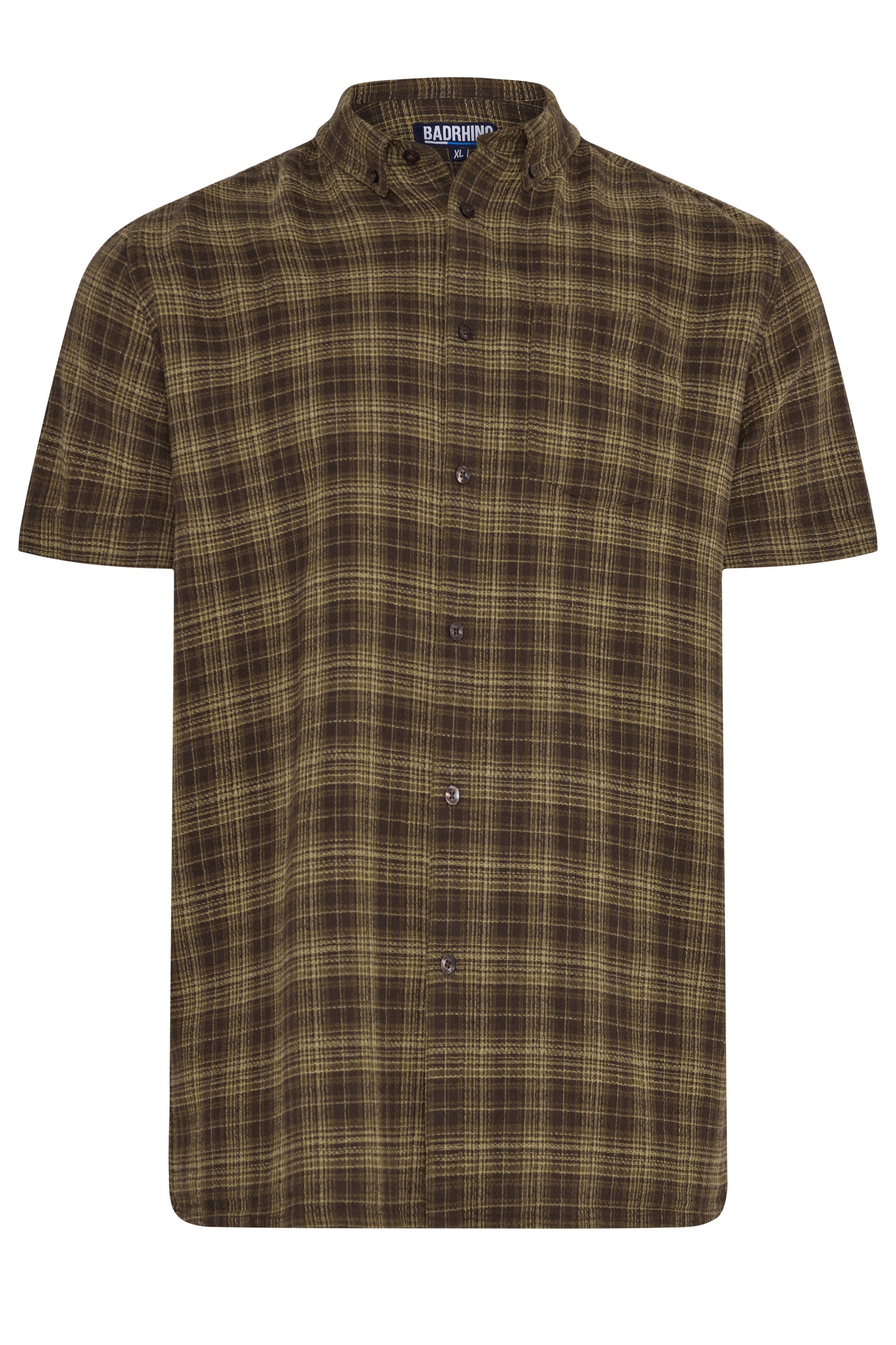 BadRhino Big & Tall Brown Check Stripe Short Sleeve Shirt | BadRhino 1