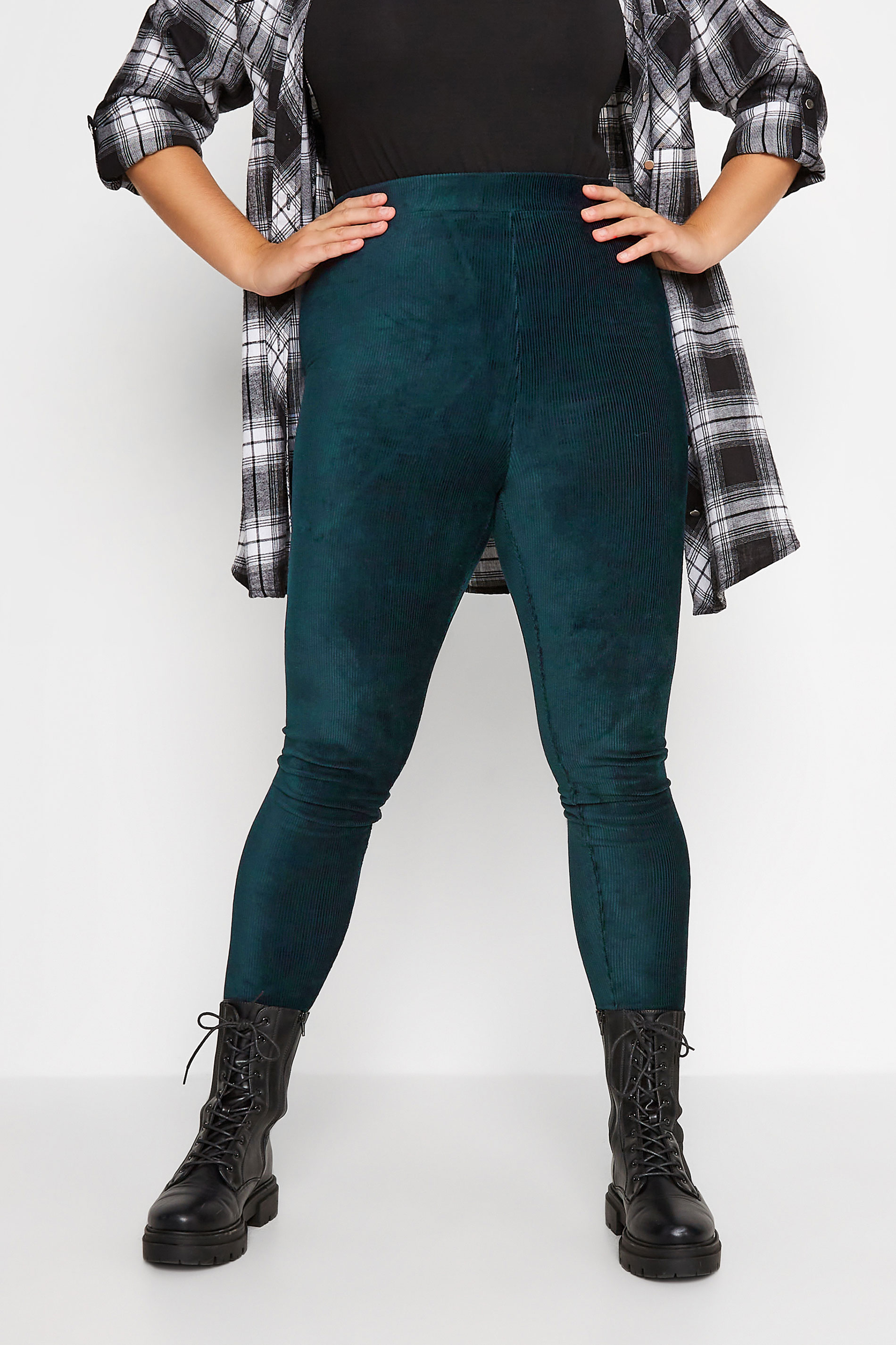 Plus Size Forest Green Cord Leggings | Yours Clothing 2