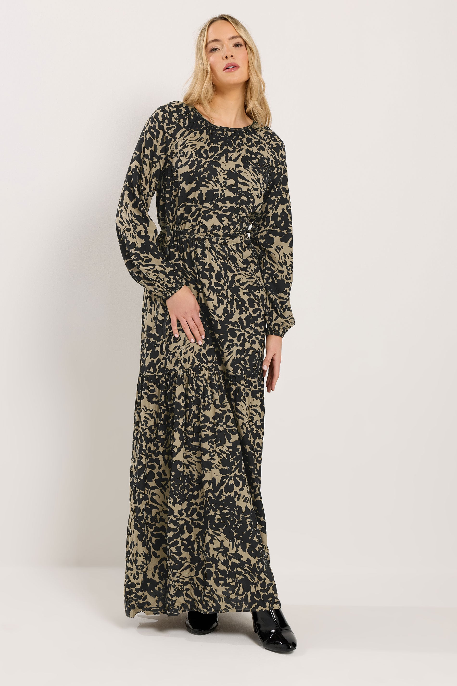 LTS Tall Women's Black Abstract Tie Waist Maxi Dress | Long Tall Sally 3
