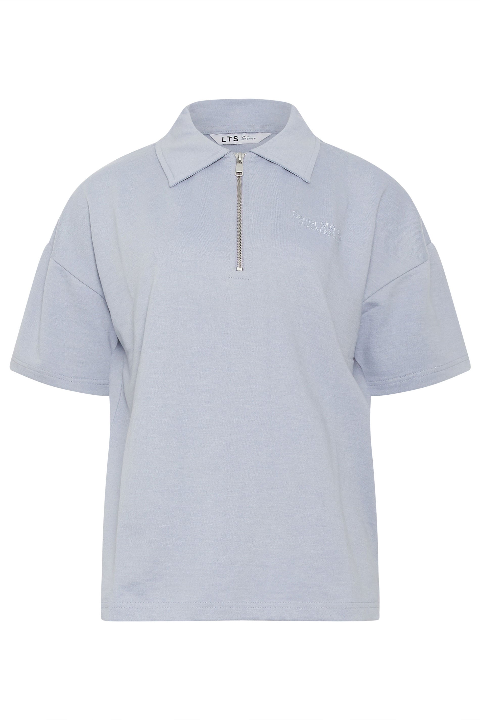 LTS Tall Women's Blue Quarter Zip Short Sleeve Cotton Sweatshirt | Long Tall Sally 5