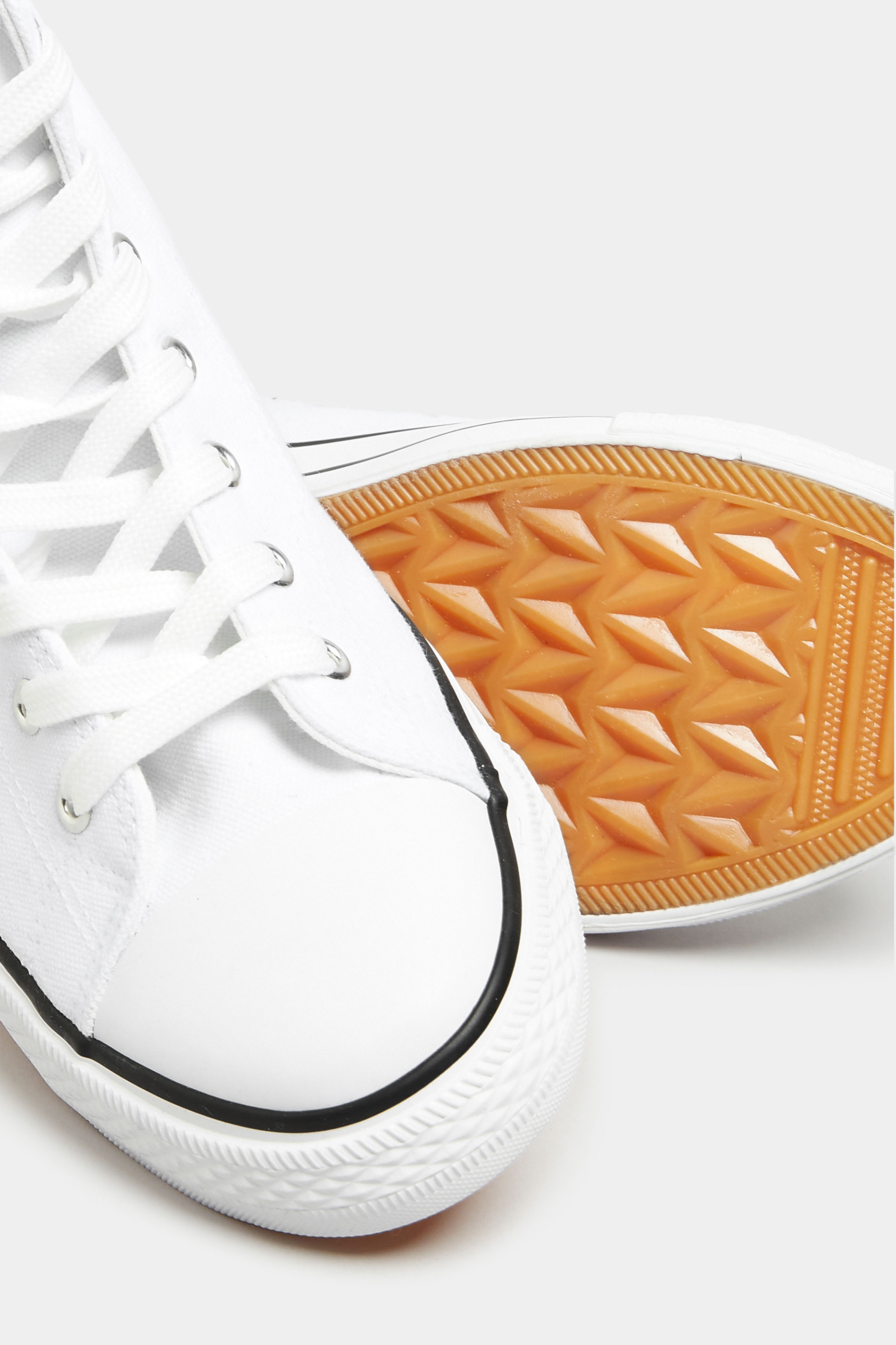 Grande taille  Trainers Grande taille  Lace Ups | LTS White Canvas High Top Trainers In Standard D Fit - JX49893