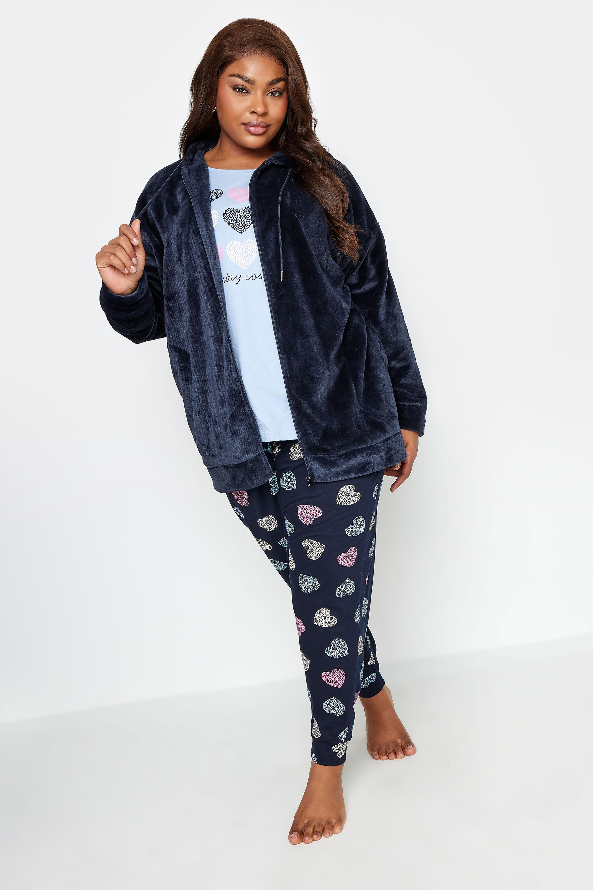 YOURS Plus Size Navy Blue Soft Touch Lounge Hoodie | Yours Clothing 2