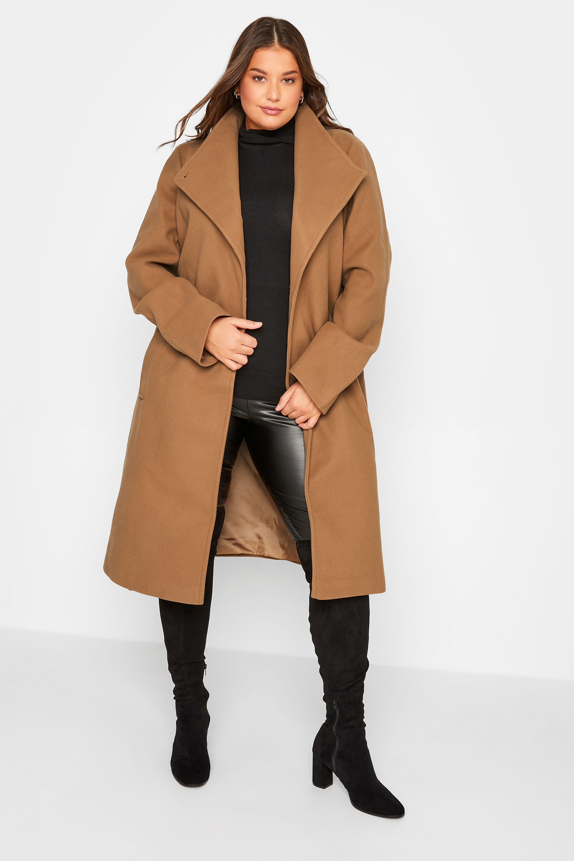 LTS Tall Women's Tan Brown Belted Coat | Long Tall Sally 1