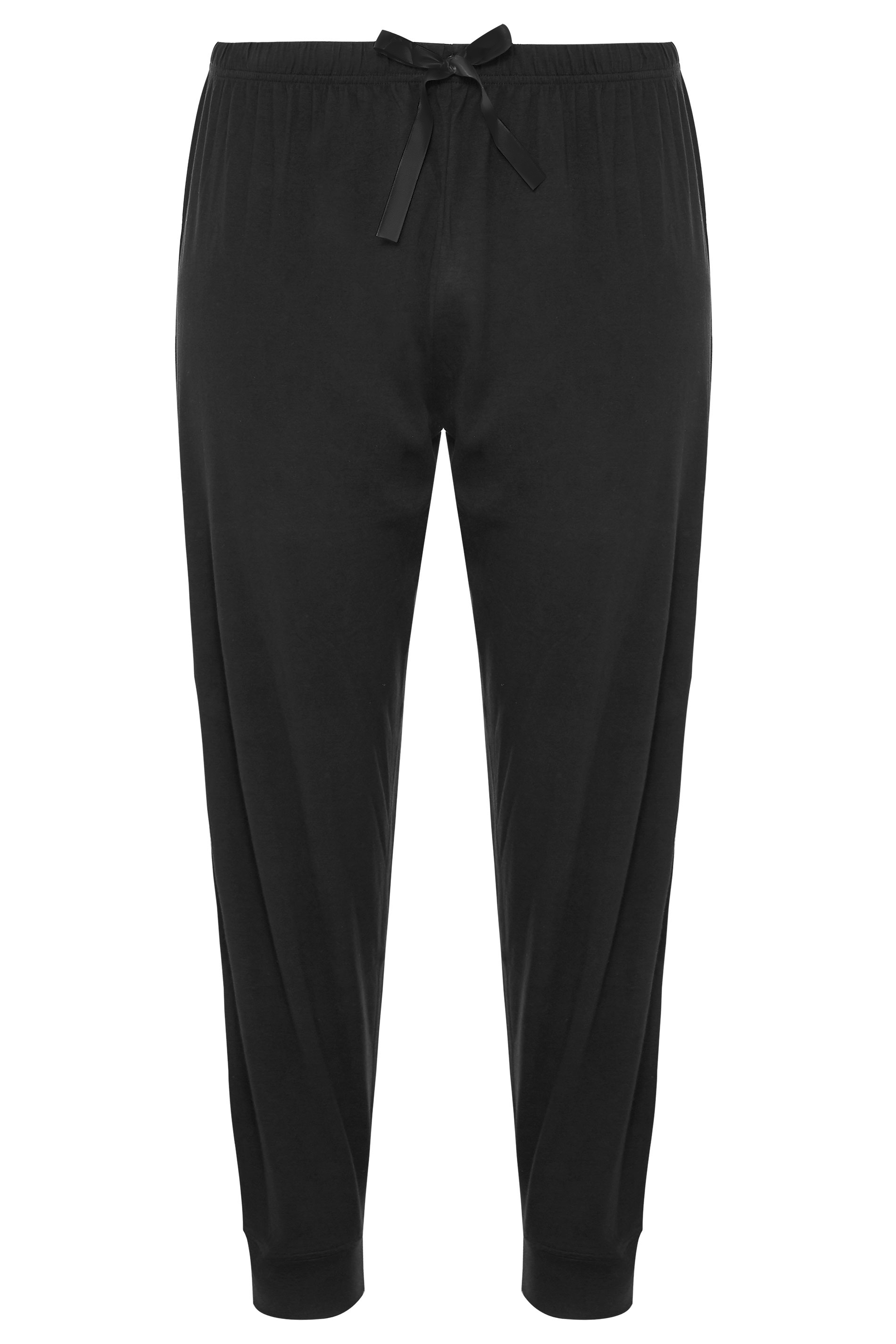 Plus Size Black Cuffed Pyjama Bottoms | Yours Clothing 3