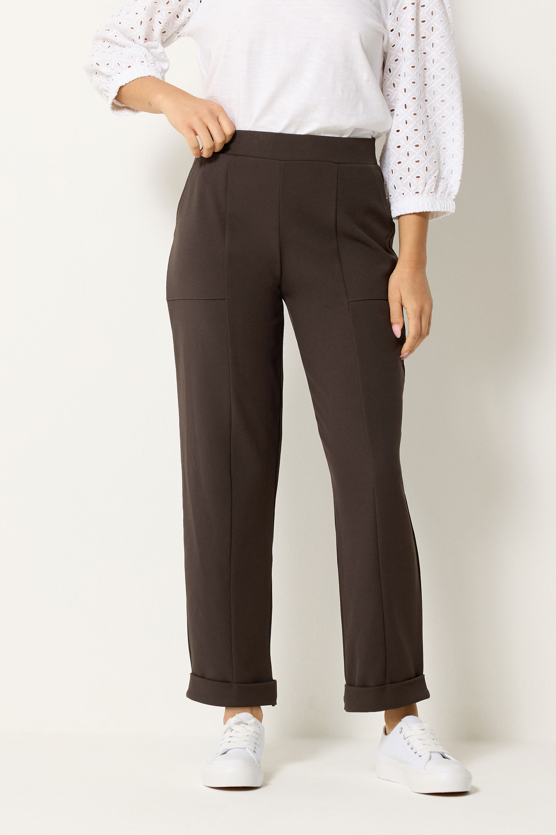 M&Co Petite Chocolate Brown Carpenter Tapered Trousers | M&Co 2