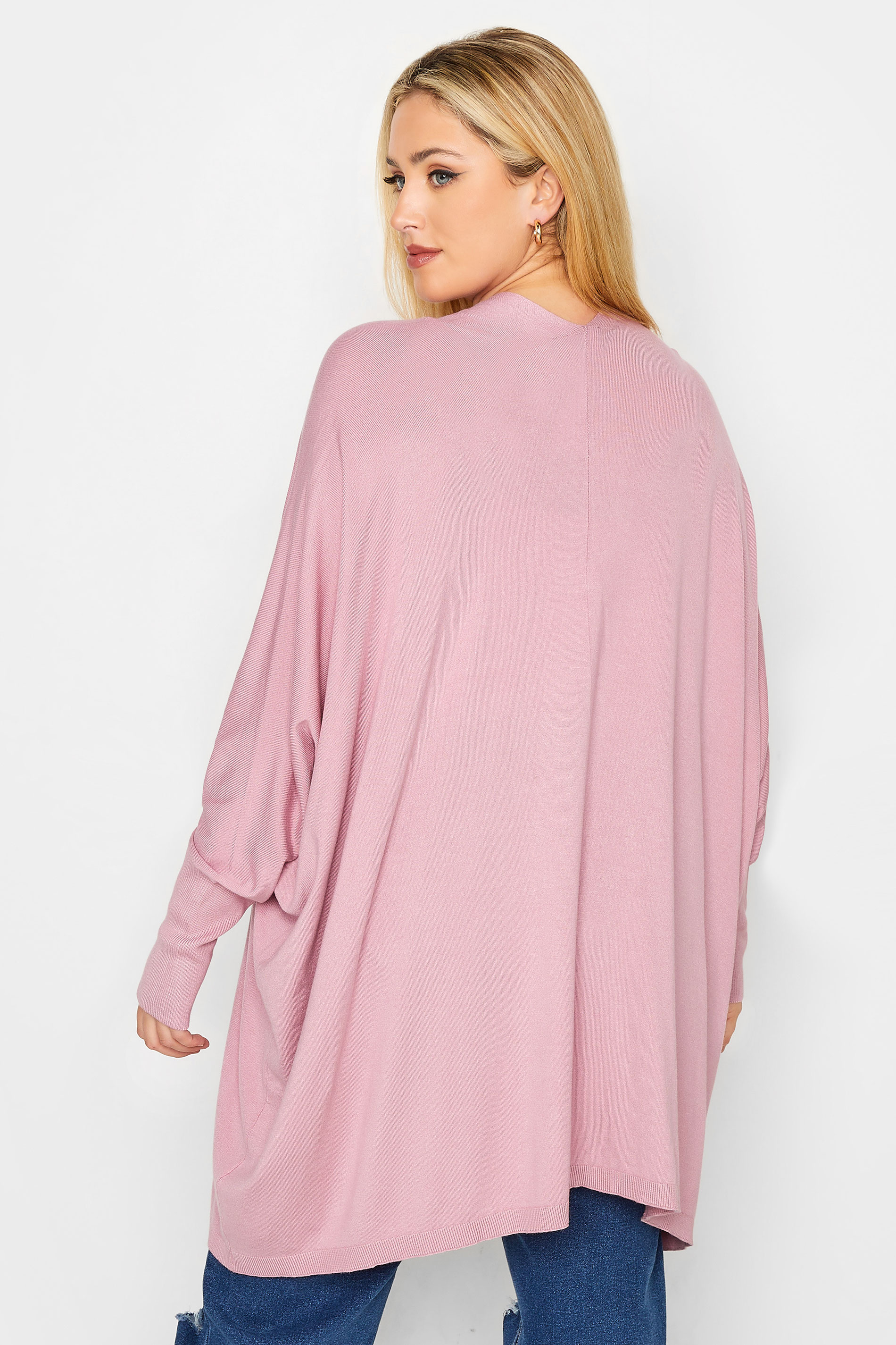 YOURS Plus Size Pink Batwing Sleeve Cardigan | Yours Clothing 3
