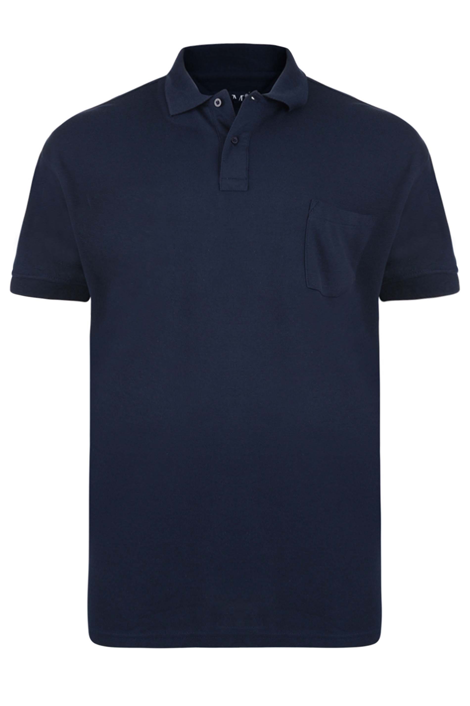 KAM Big & Tall Navy Blue Pocket Polo Shirt | BadRhino 2