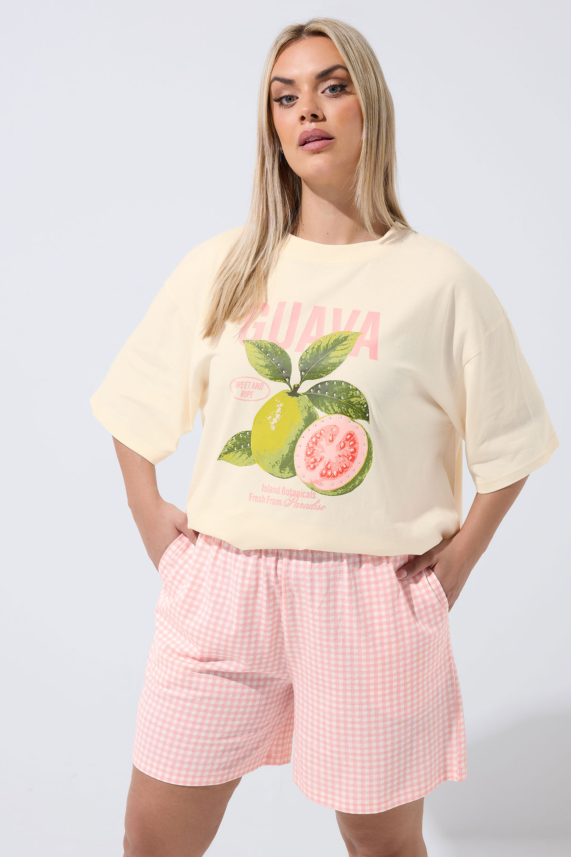 LIMITED COLLECTION Plus Size Pink Gingham Jersey Shorts | Yours Clothing 3