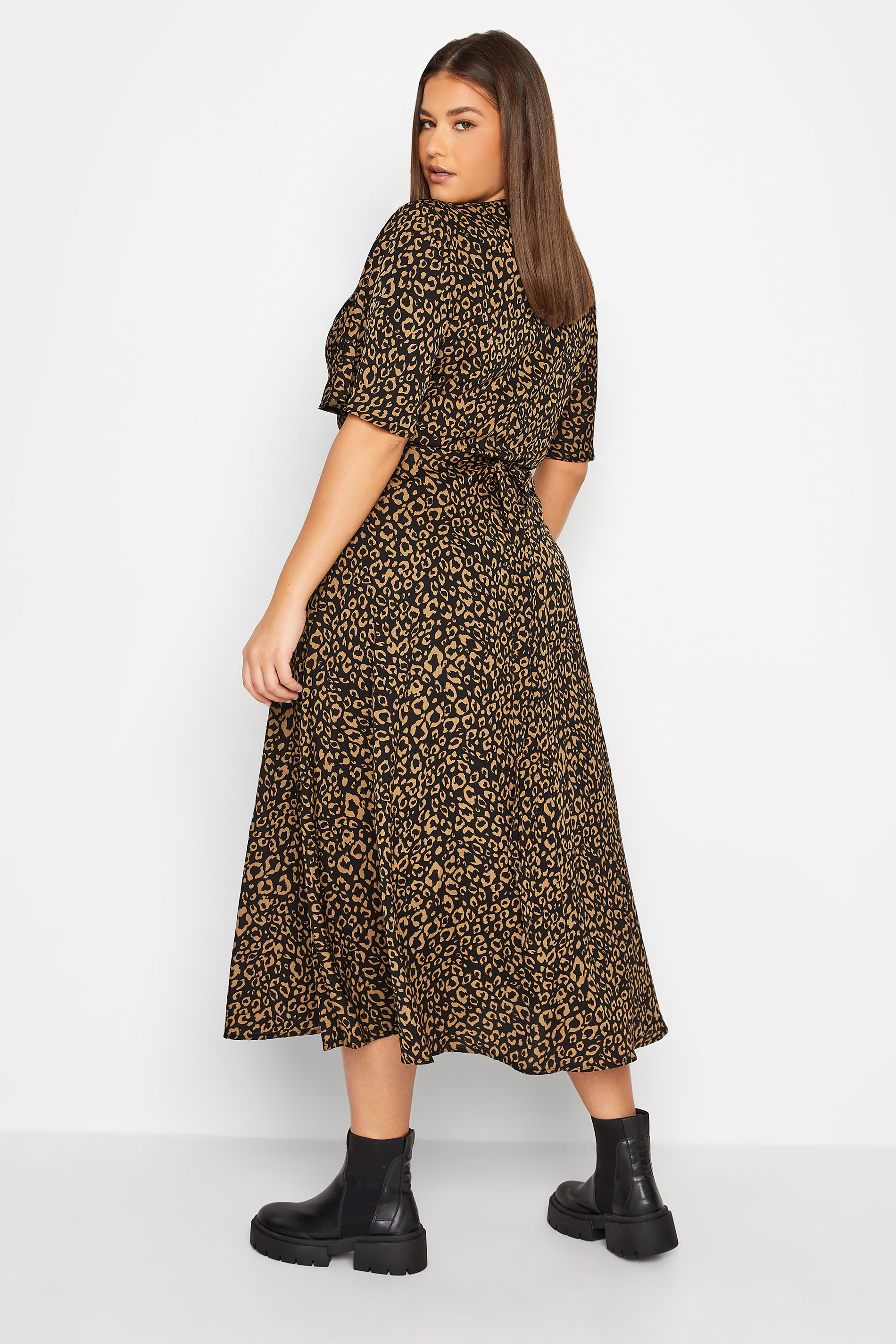 LTS Tall Women's Black Leopard Print Midaxi Wrap Dress | Long Tall Sally 3