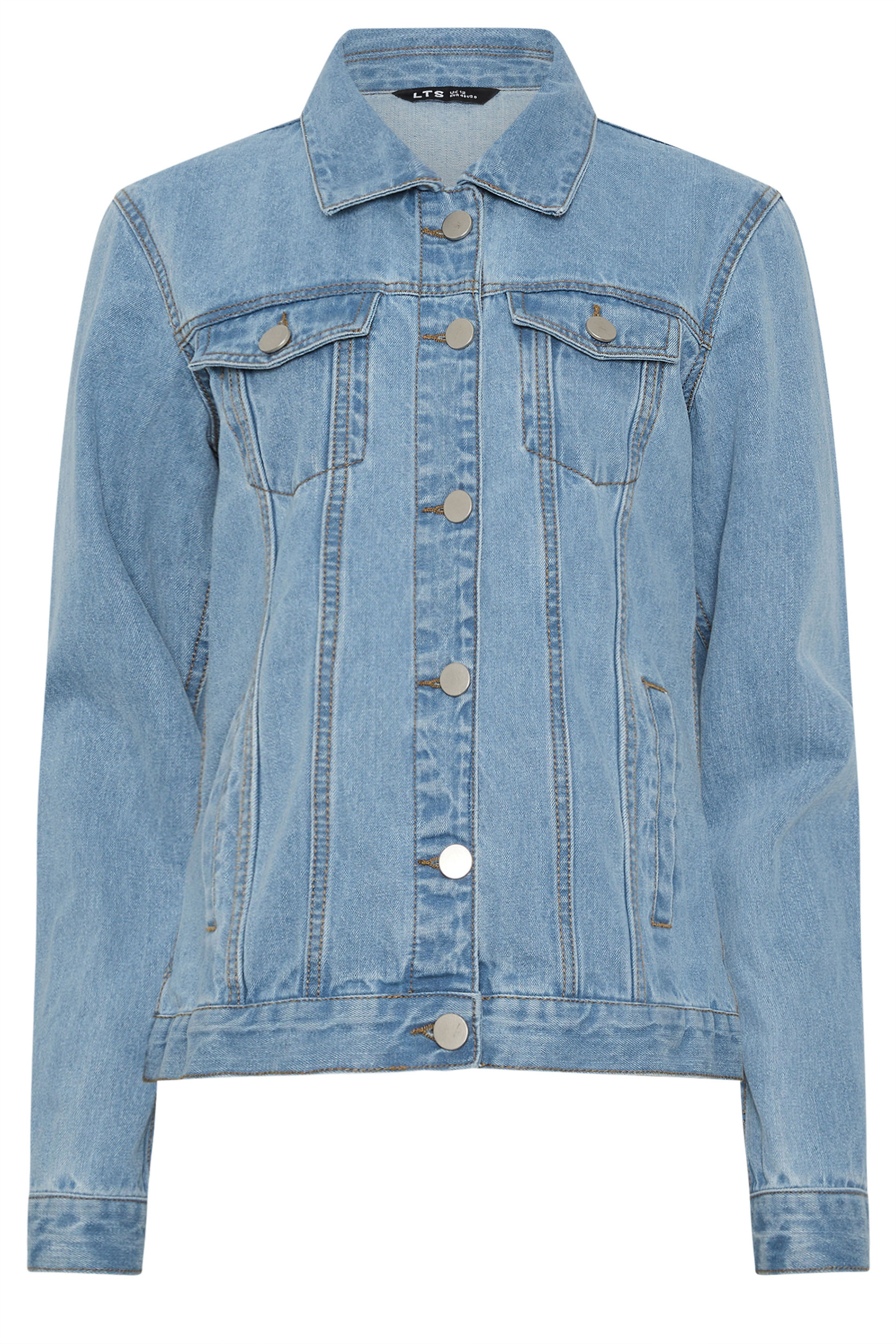 LTS Tall Womens Blue Mid Wash Cotton Denim Jacket | Long Tall Sally 8