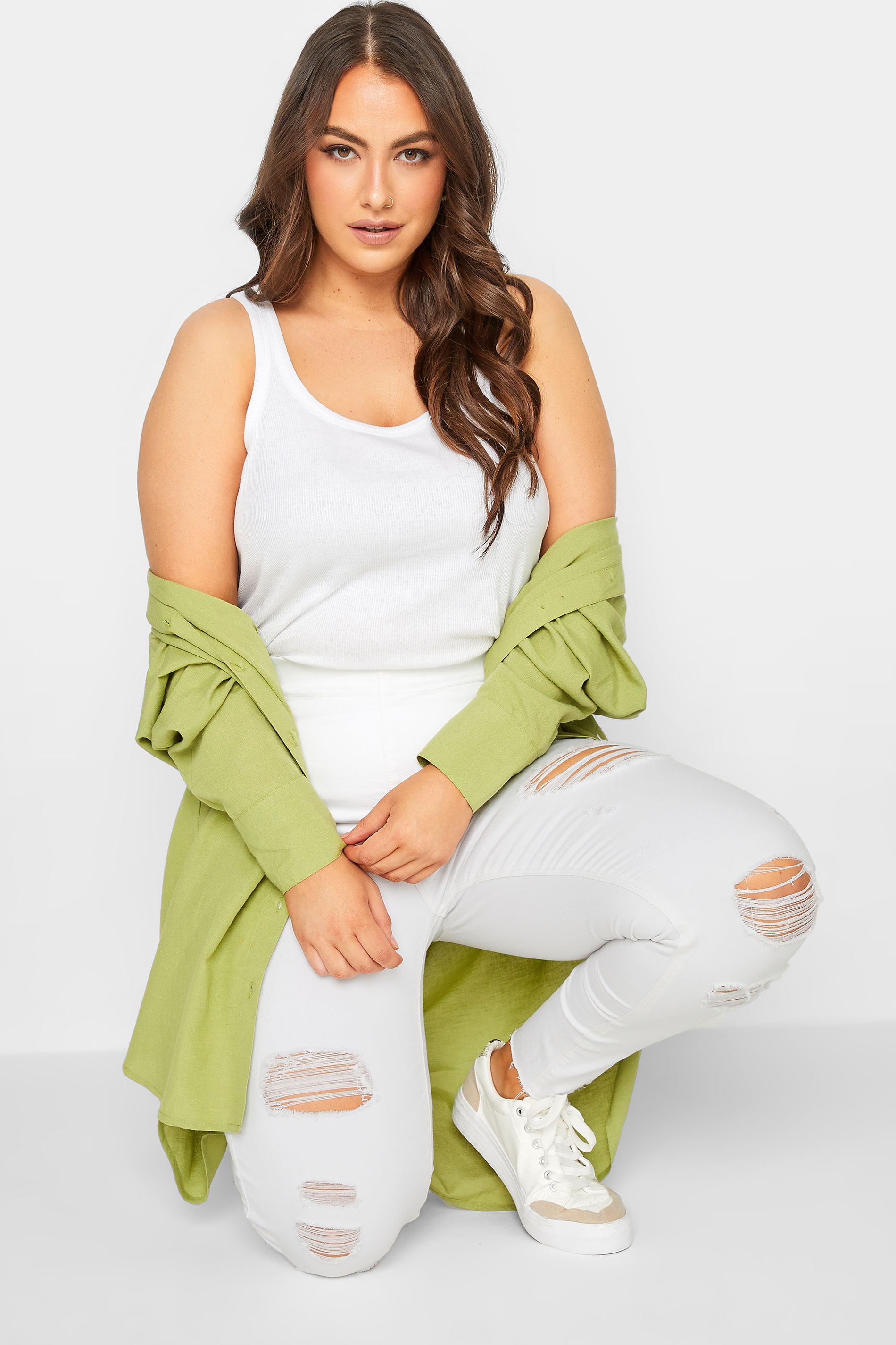 YOURS Plus Size White Stretch Extreme Ripped JENNY Jeggings | Yours Clothing 3