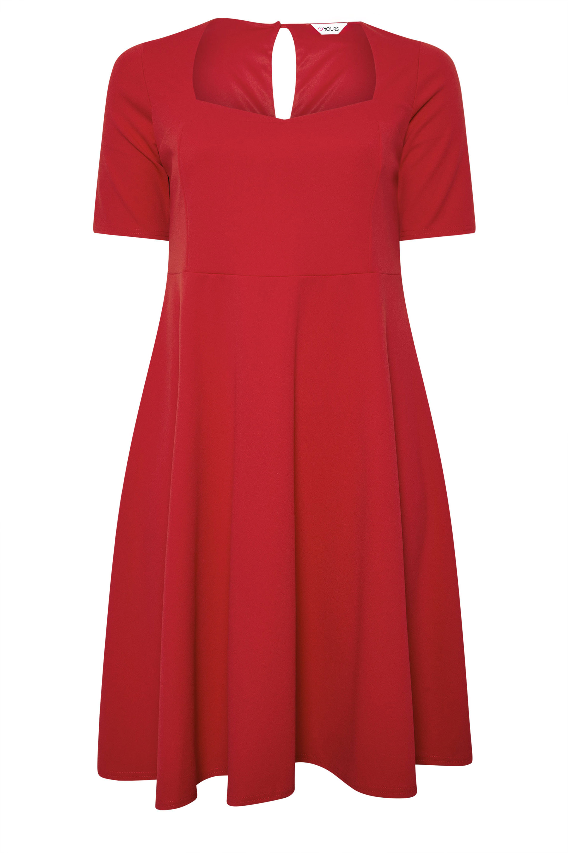 YOURS LONDON Plus Size Red Midi Skater Dress | Yours Clothing 5