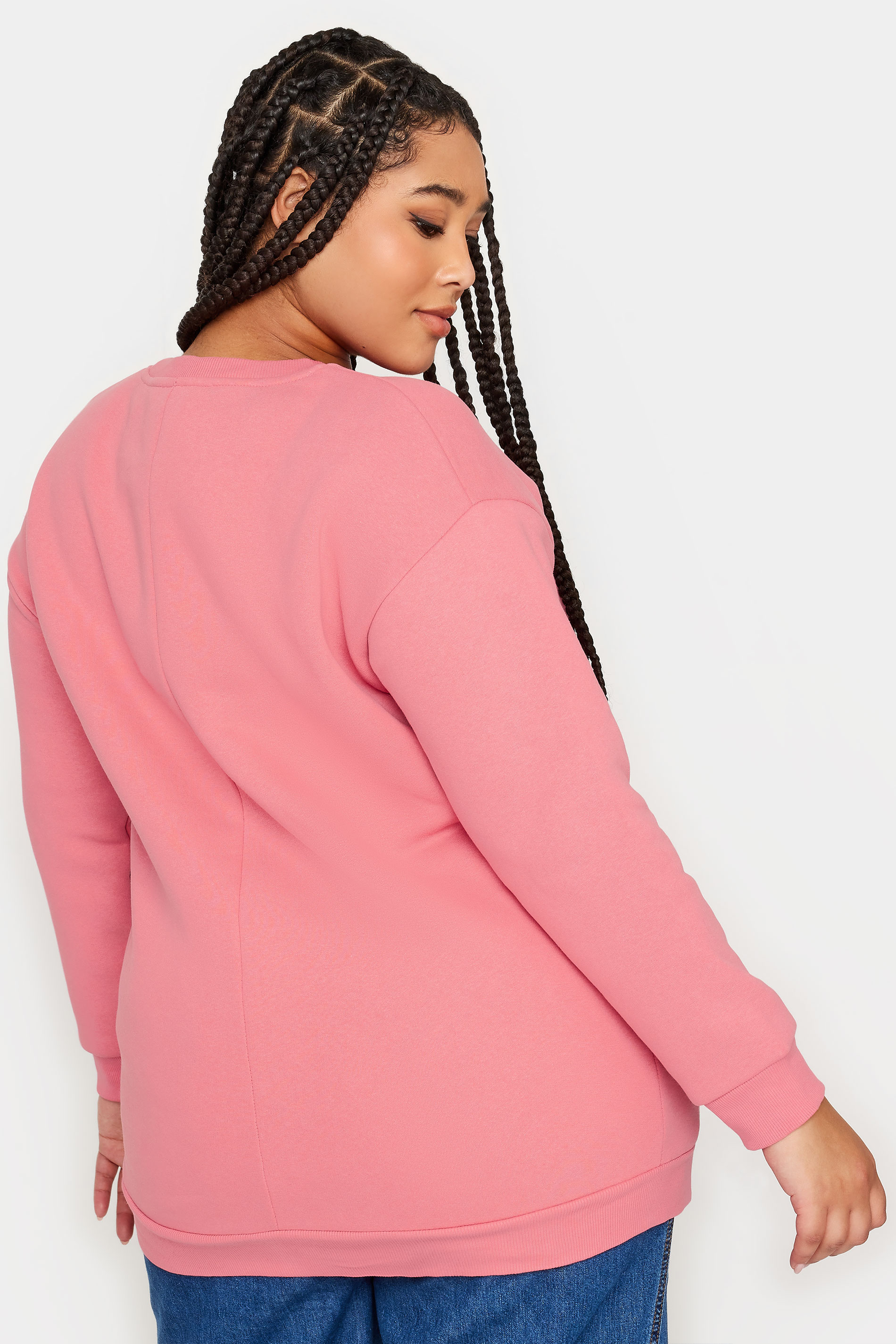 YOURS Plus Size Pink 'California' Embroidered Slogan Sweatshirt | Yours Clothing 3