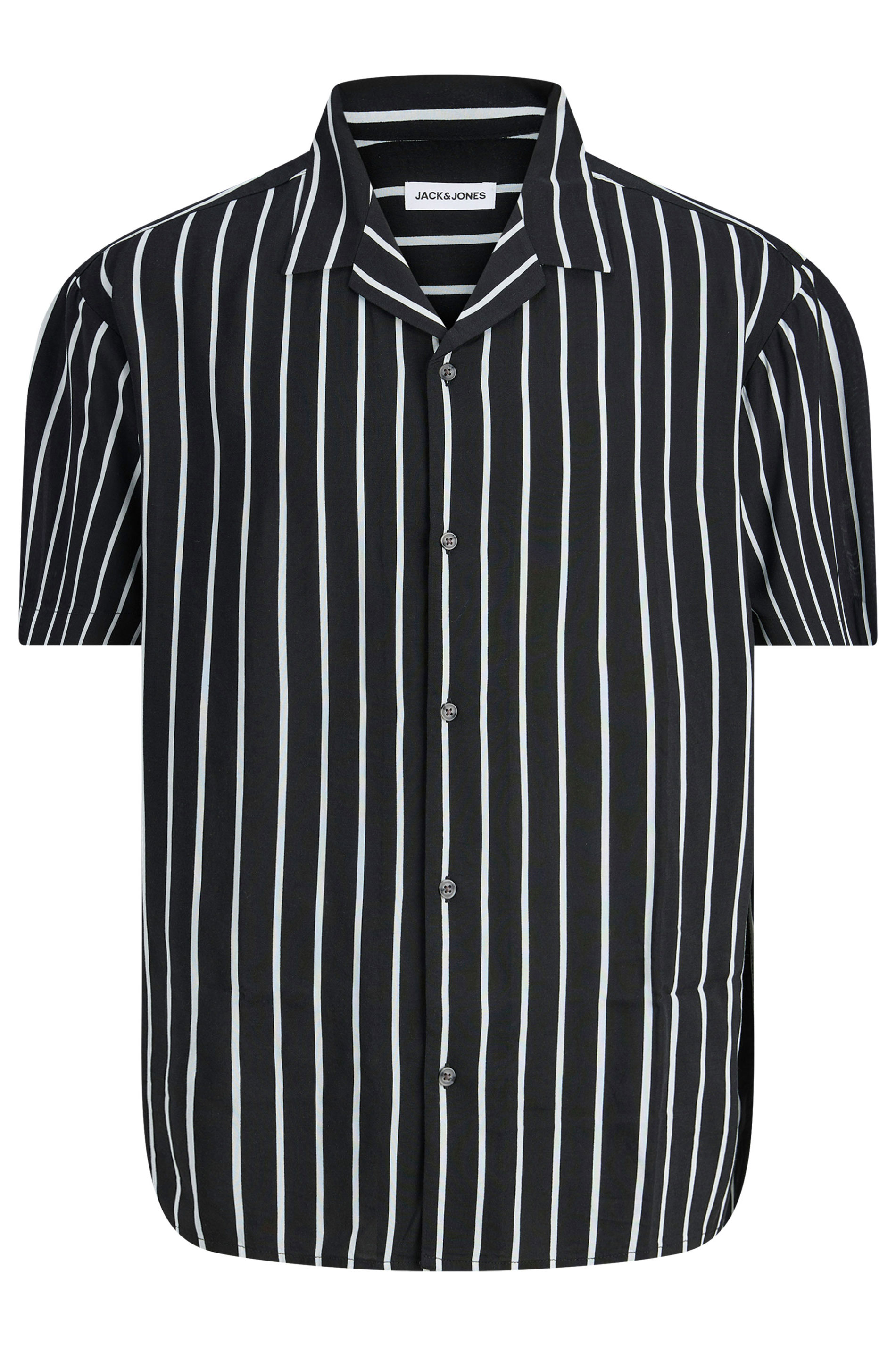 JACK & JONES Big & Tall Black Stripe Resort Shirt | BadRhino 2