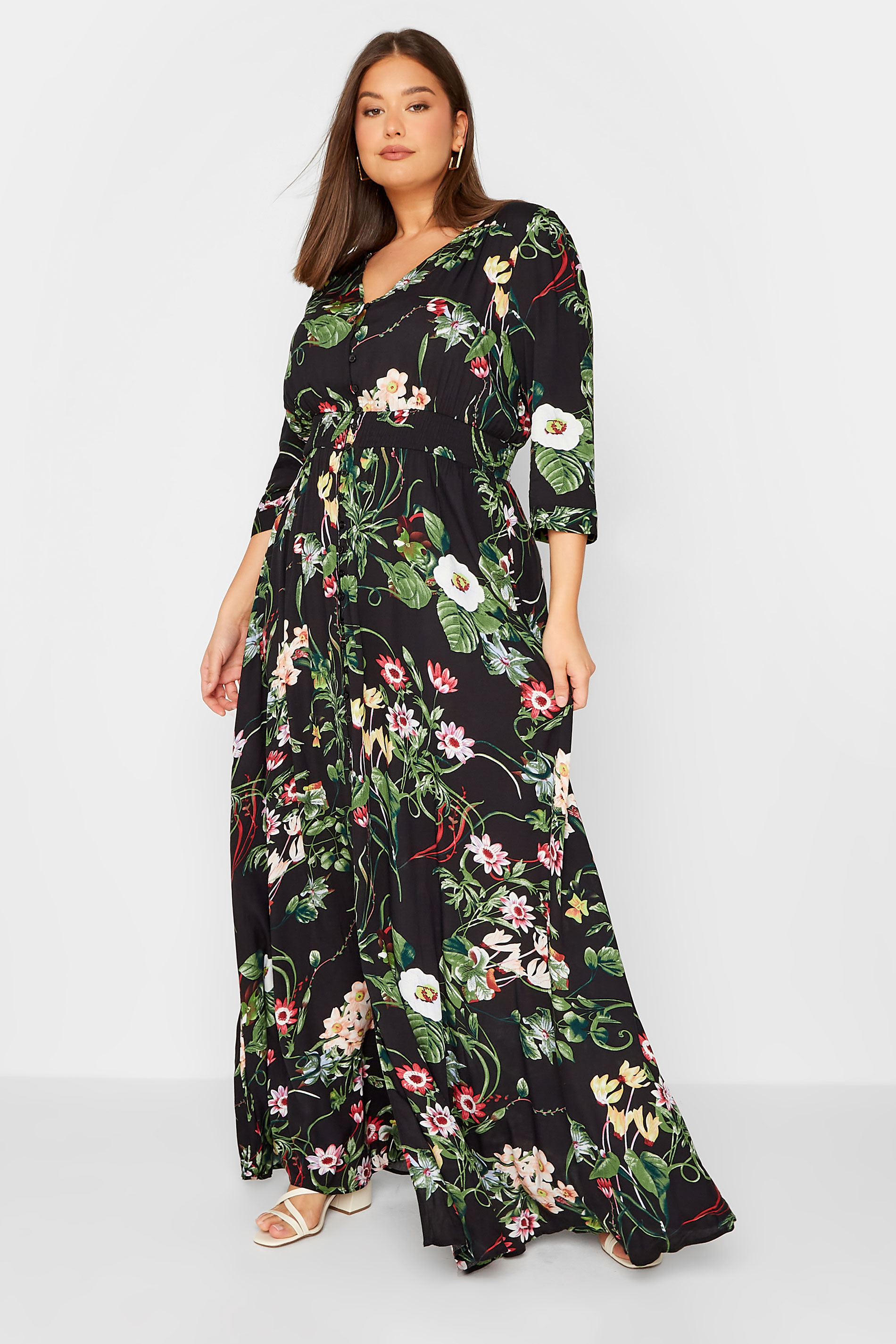 Tall Women's Black Tropical Print Maxi Dress | Long Tall Sally  2