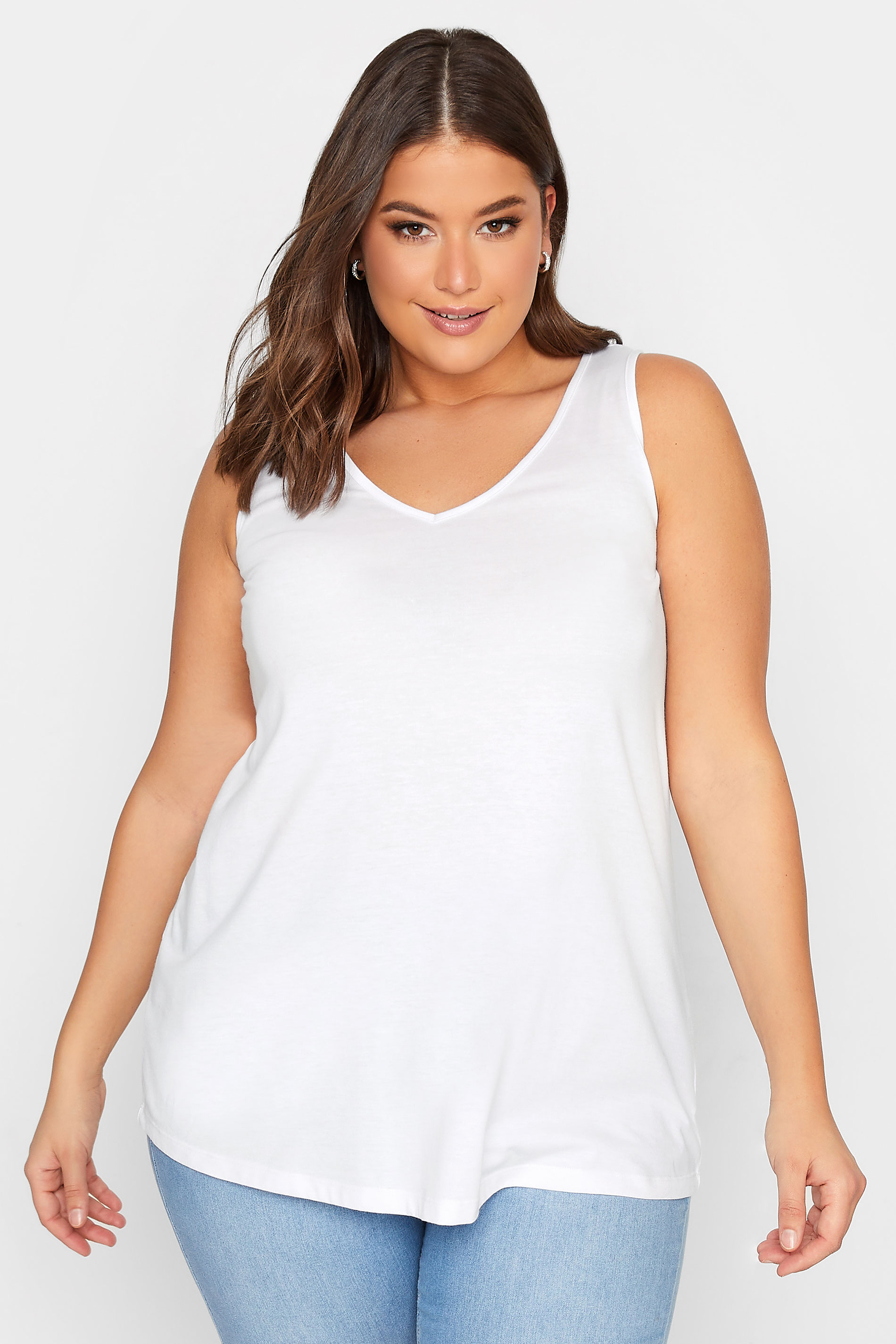 YOURS Plus Size Curve White Bar Back Vest Top | Yours Clothing  1