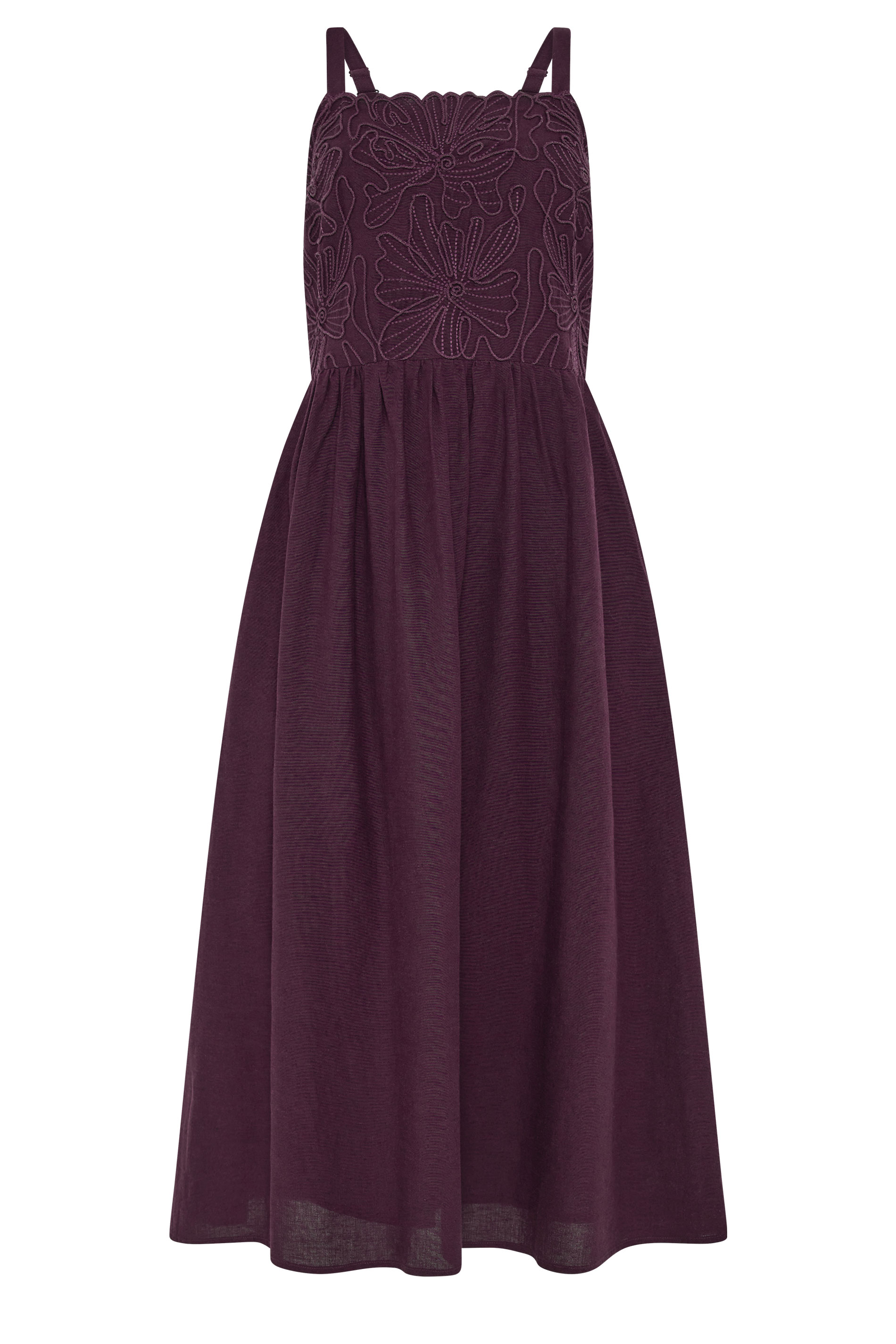 M&Co Berry Purple Embroidered Trim Dress | M&Co 5