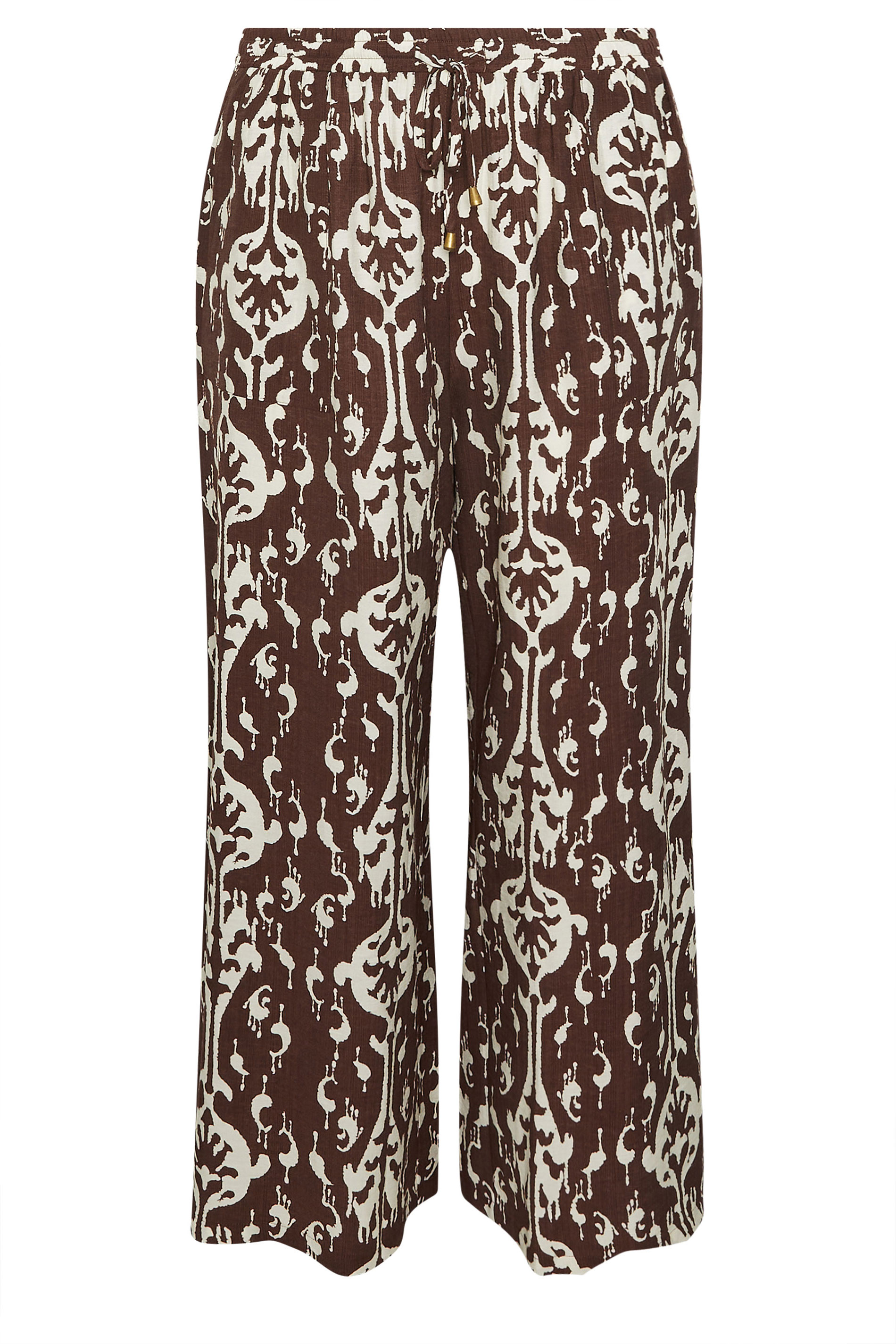 EVANS Plus Size Chocolate Brown Abstract Trousers | Evans 5