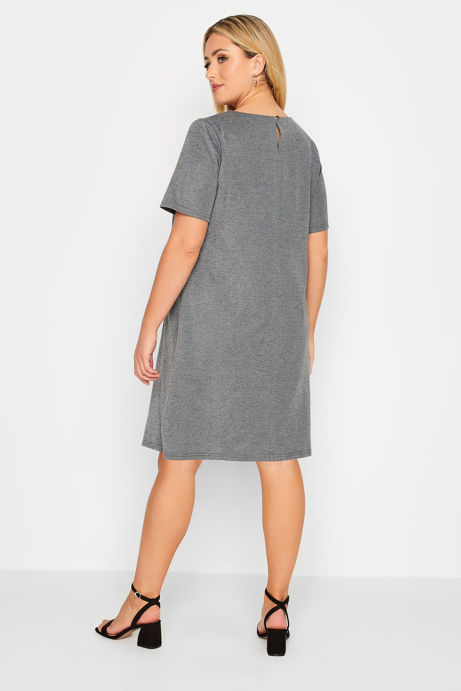 Plus Size Grey Knitted Pocket Dress | Yours Clothing 3