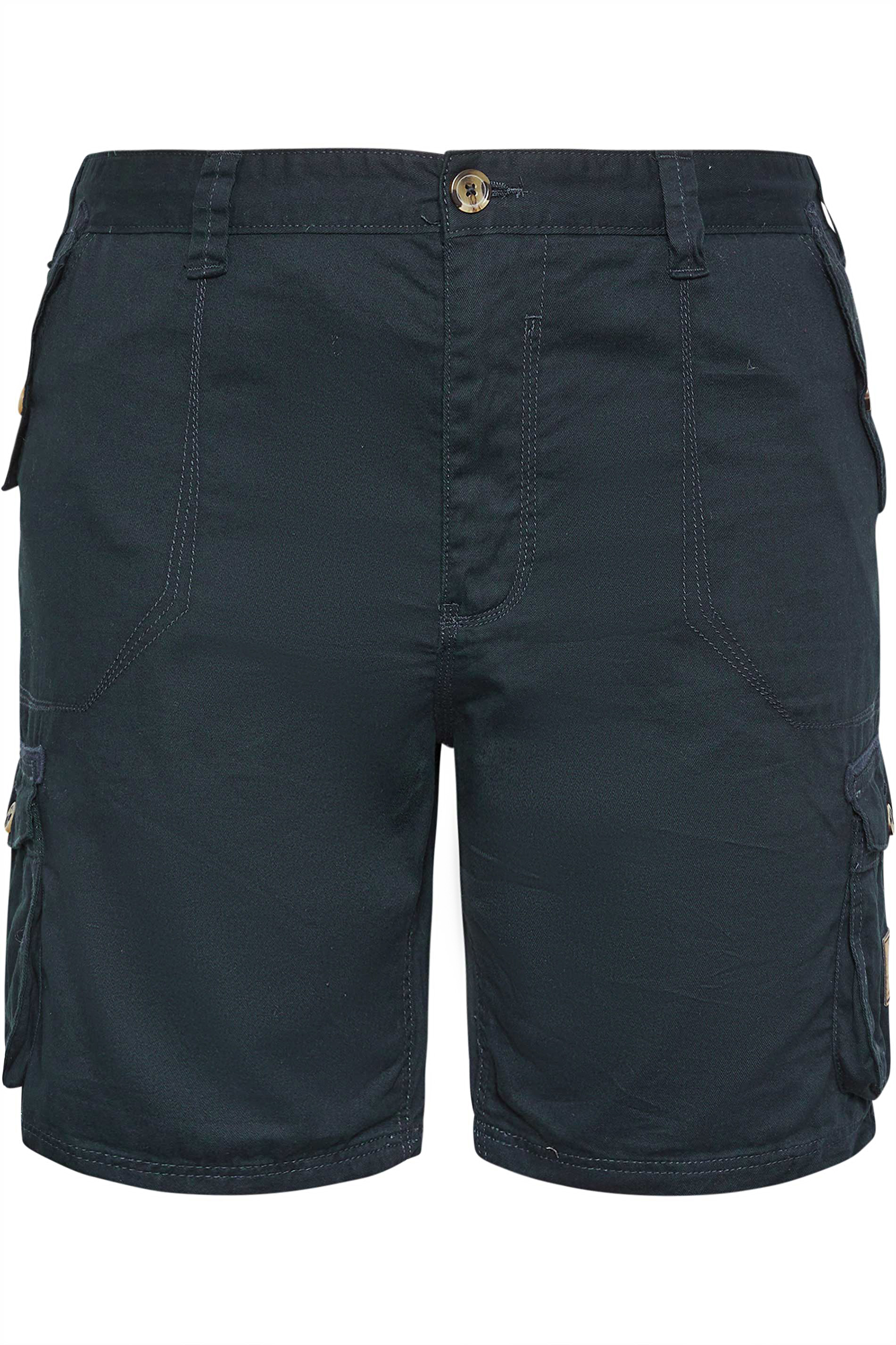 D555 Big & Tall Navy Blue Cotton Cargo Shorts | BadRhino 3