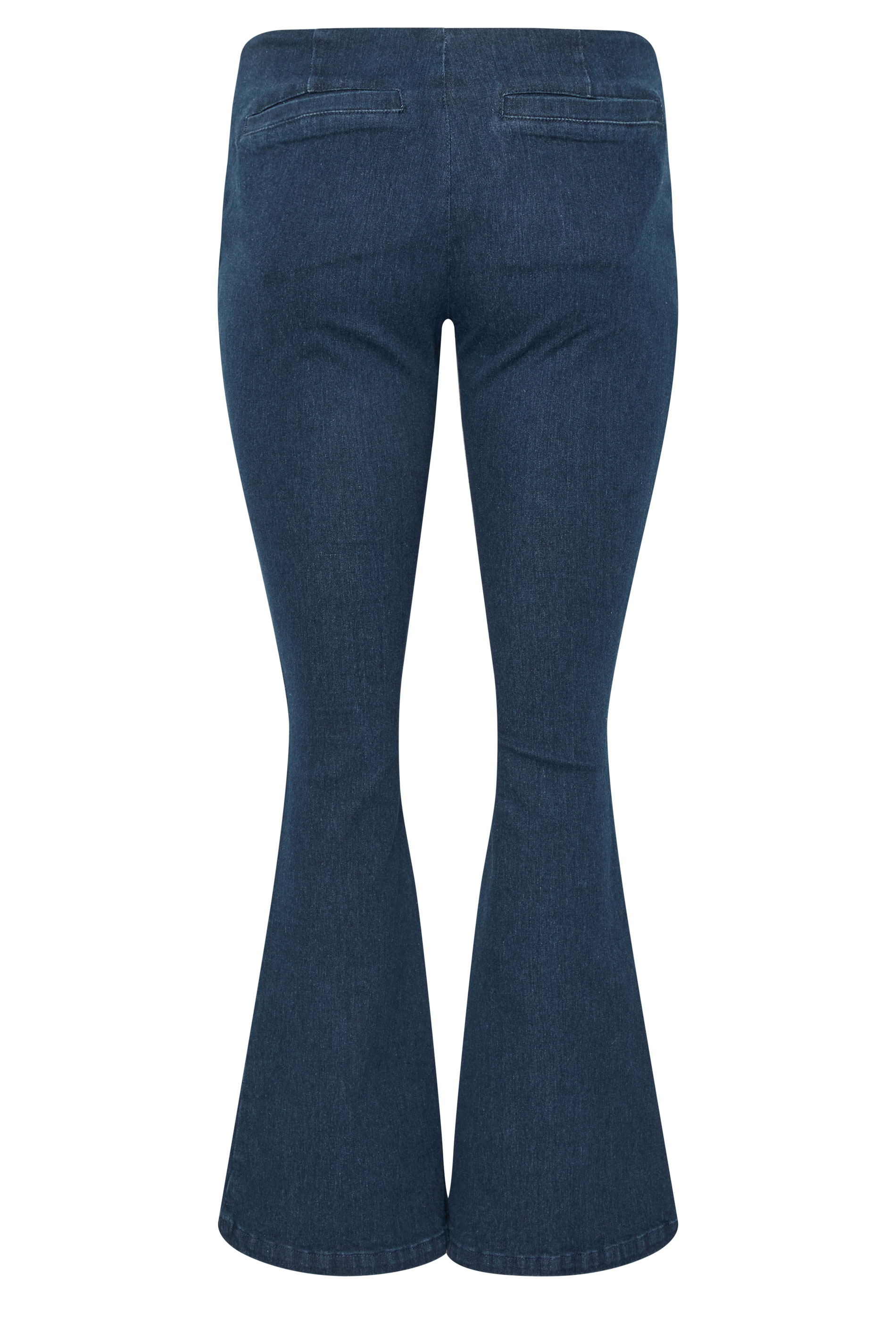 PixieGirl Petite Women's Indigo Blue Zip Front Kick Flare Jeans | PixieGirl  6