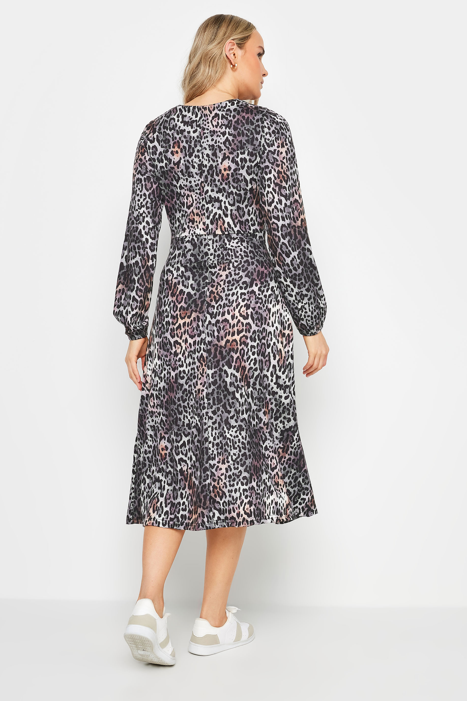 LTS Tall Women's Grey Leopard Print Midi Dress | Long Tall Sally 3