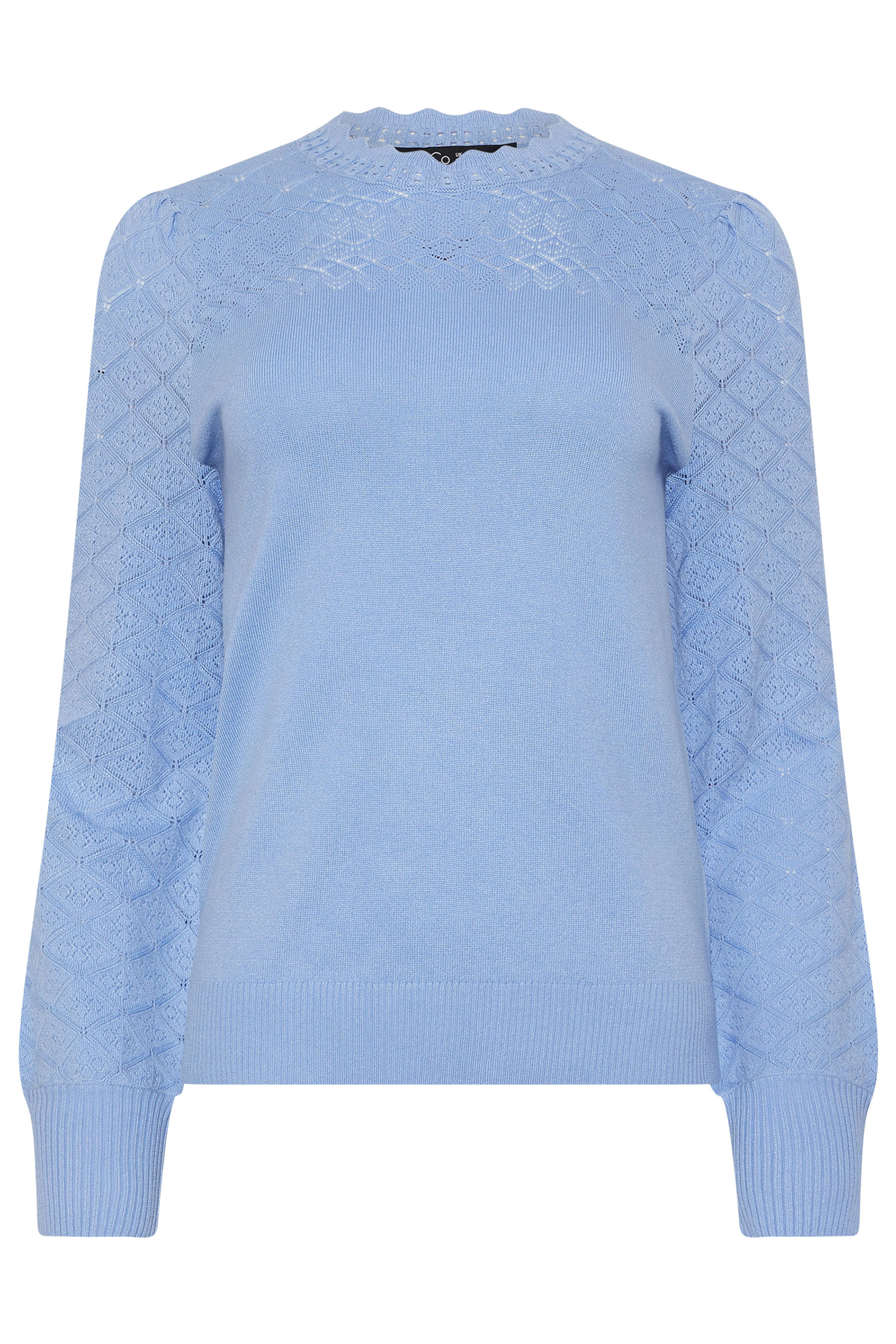 M&Co Blue Pointelle Sleeve Jumper | M&Co 5