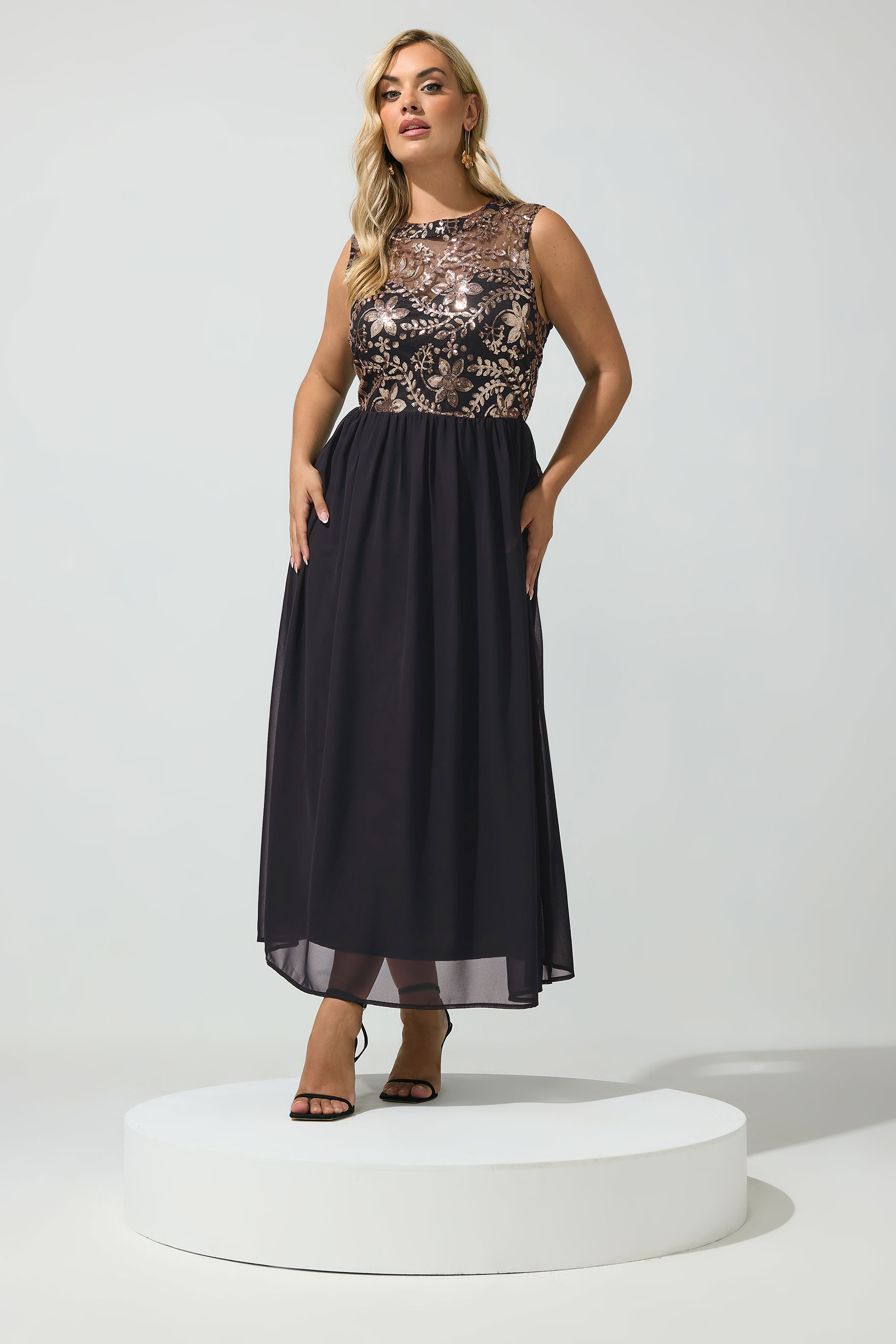 plus size black sequin maxi dress Yours London Women's Floral Size 8 and glamorous evening looks features:Pockets Ivory & Black Stripe Length:Above Knee