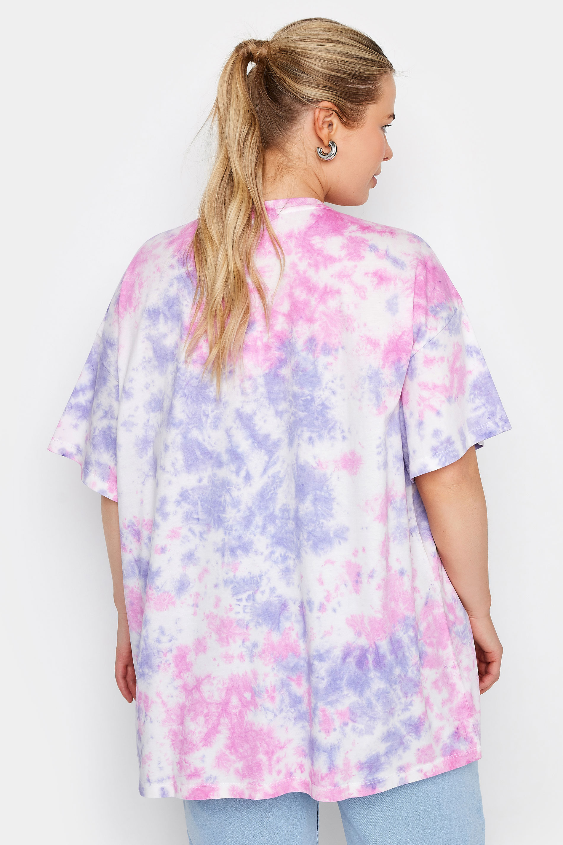 YOURS Plus Size Pink 'Ibiza Dreams' Print Tie Dye T-Shirt | Yours Clothing 3