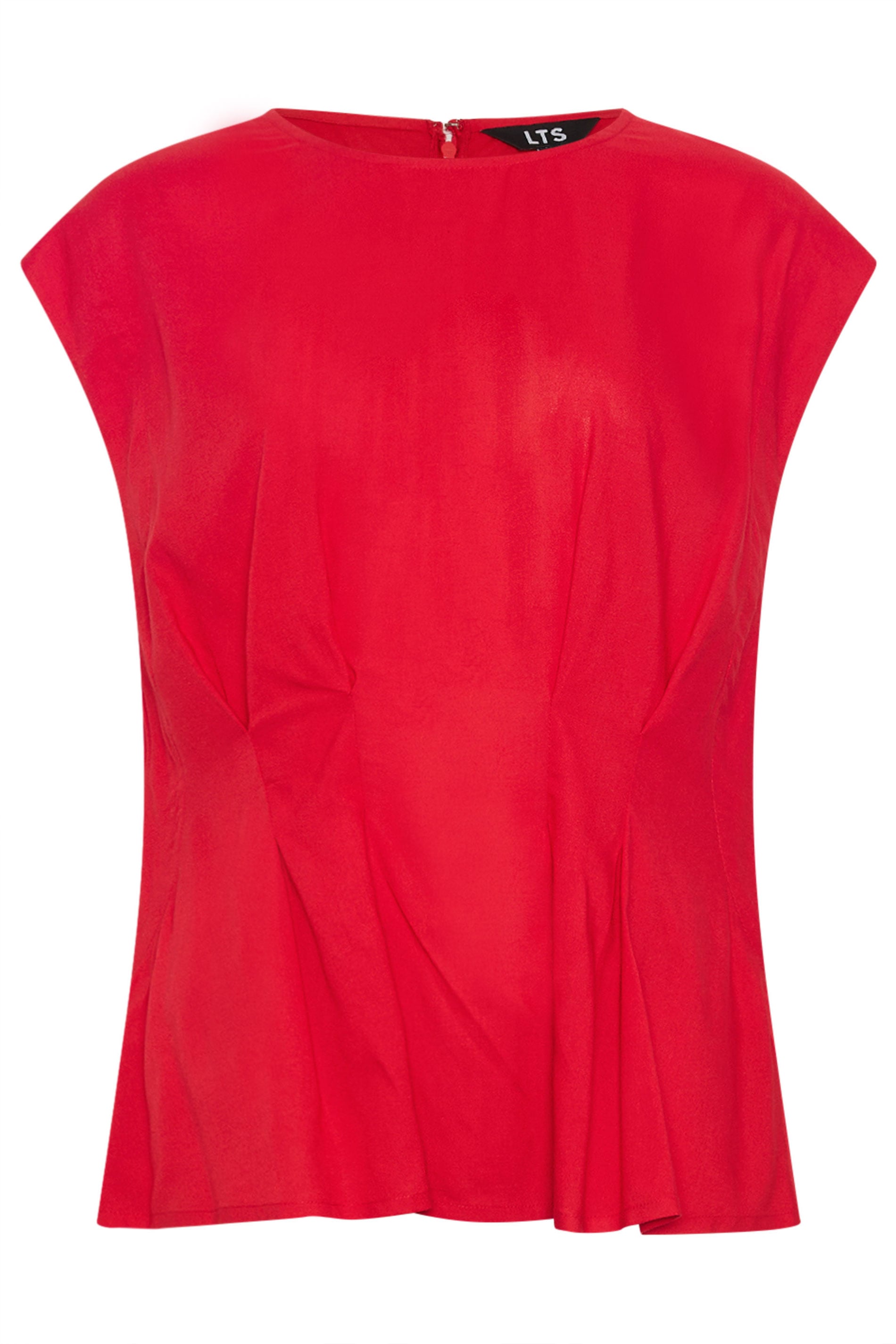 LTS Tall Women's Red Pleated Peplum Top | Long Tall Sally 6