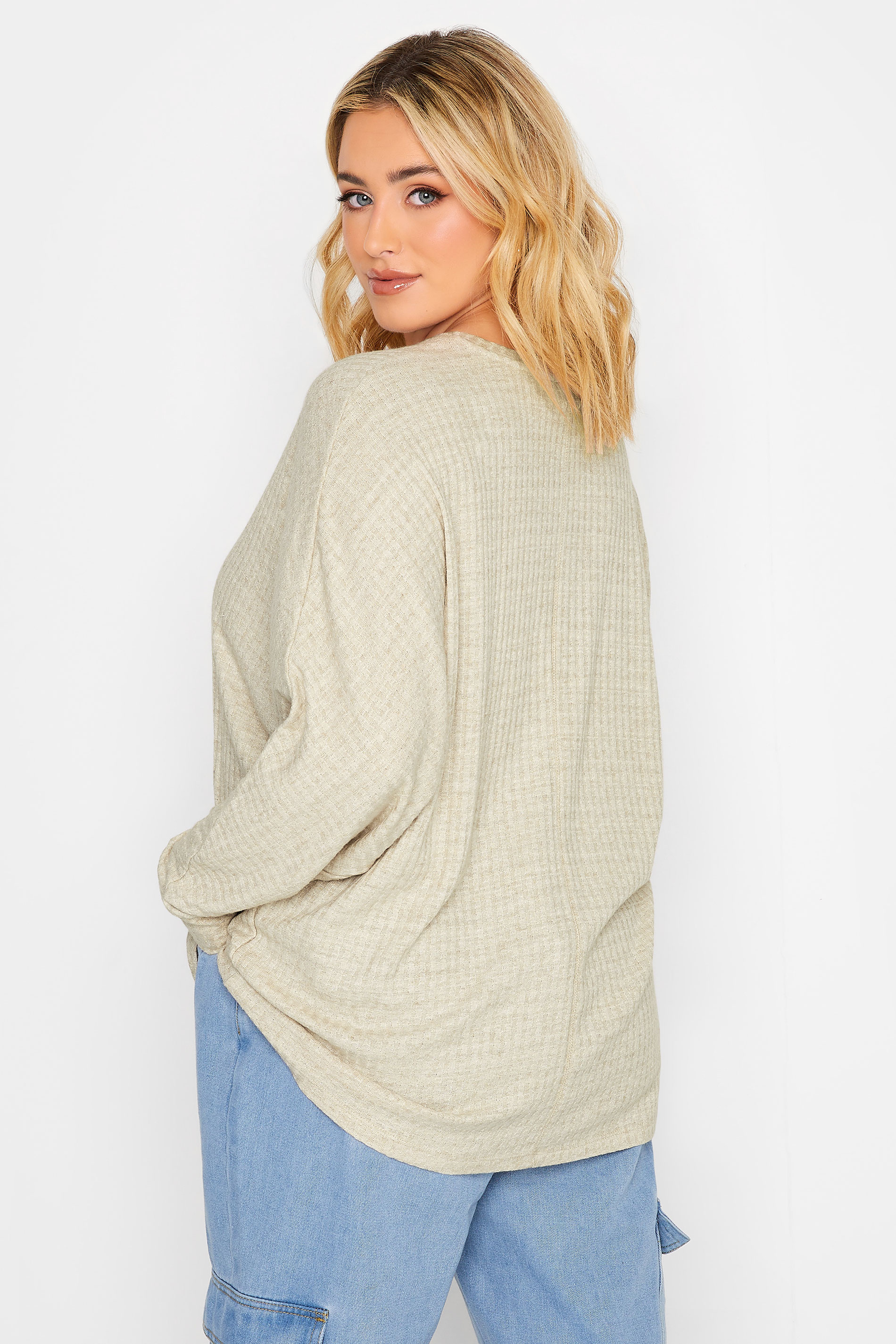 YOURS Plus Size Ivory White Soft Touch Ribbed Top | Yours Clothing 3