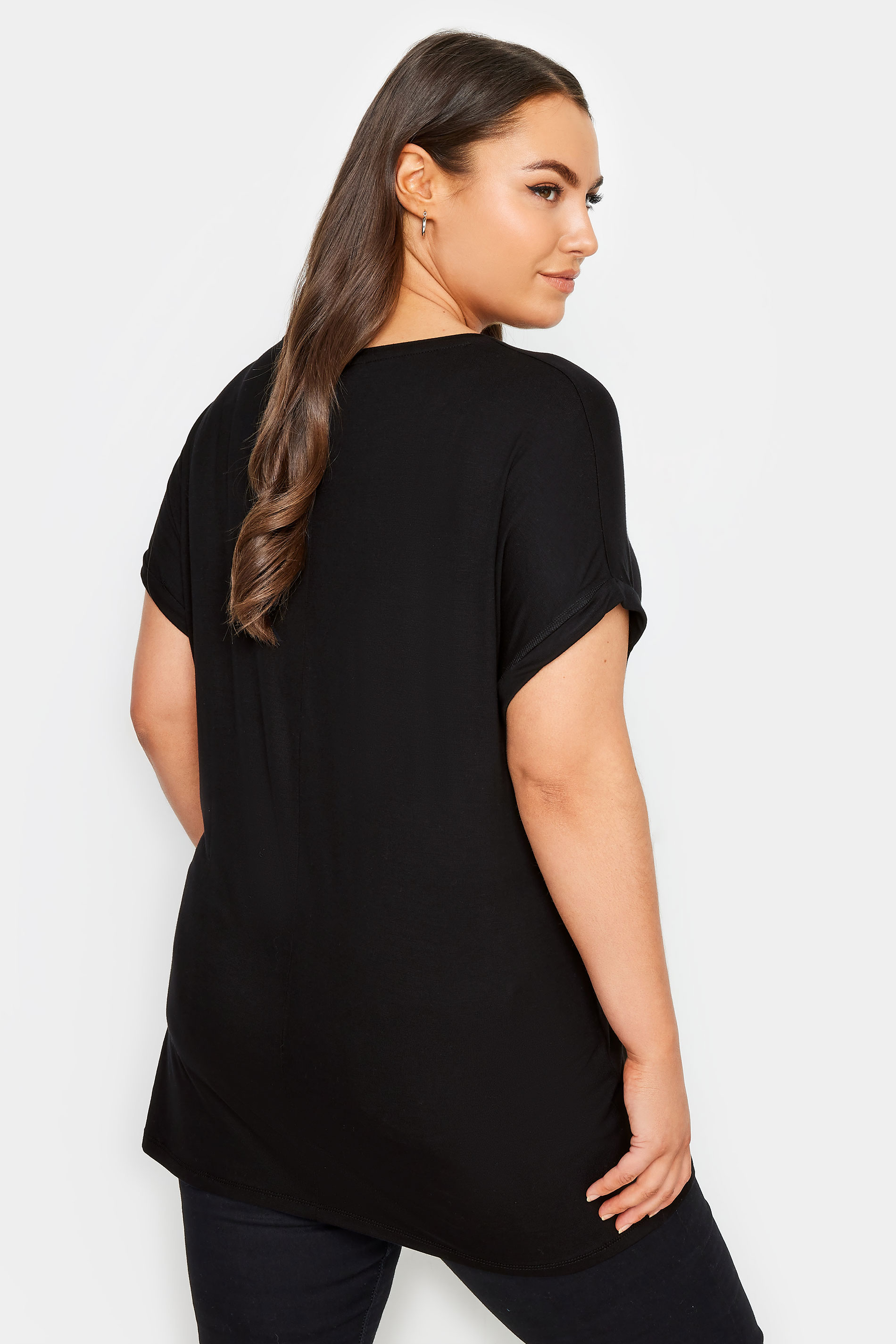 YOURS Plus Size Black Unicorn Design Glitter Embellished T-Shirt | Yours Clothing 3