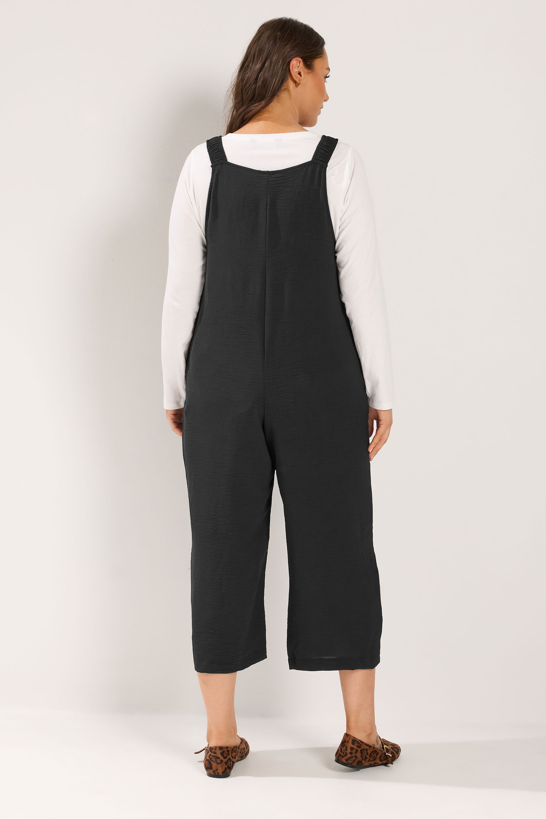 YOURS Plus Size Black Loose Fit Dungarees | Yours Clothing 2