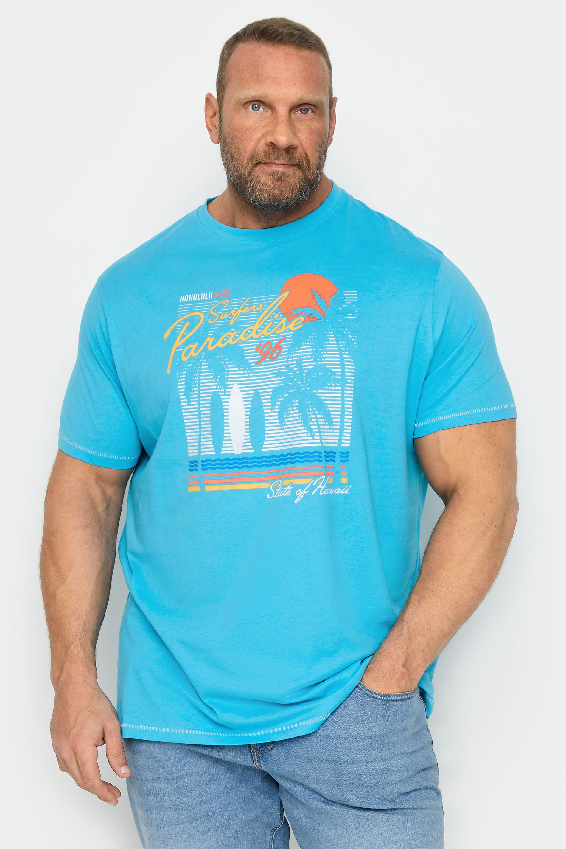 D555 Big & Tall Blue 'Surfers Paradise' T-Shirt | BadRhino 1