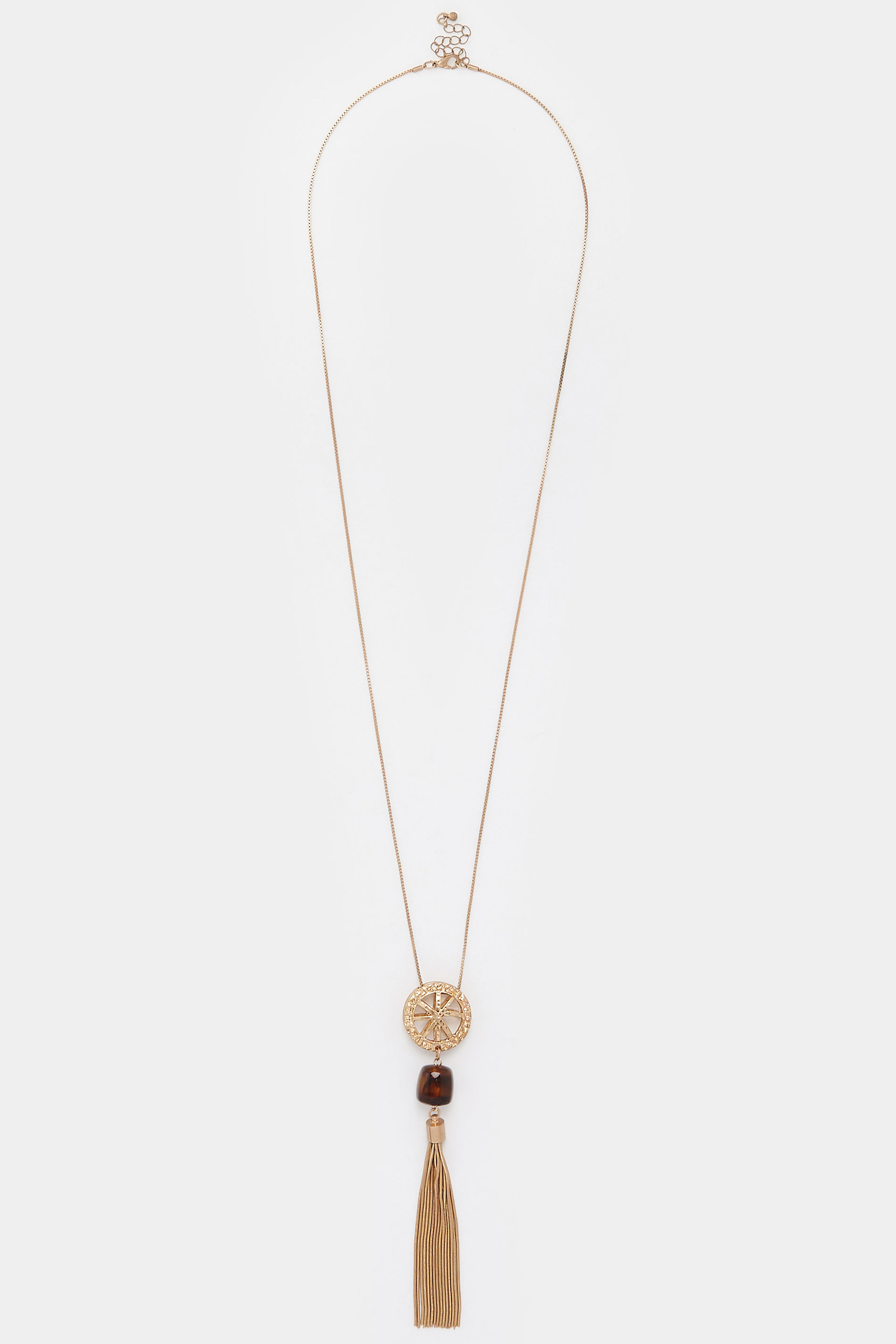 Gold Tone Long Tassel Necklace | Yours Clothing 3