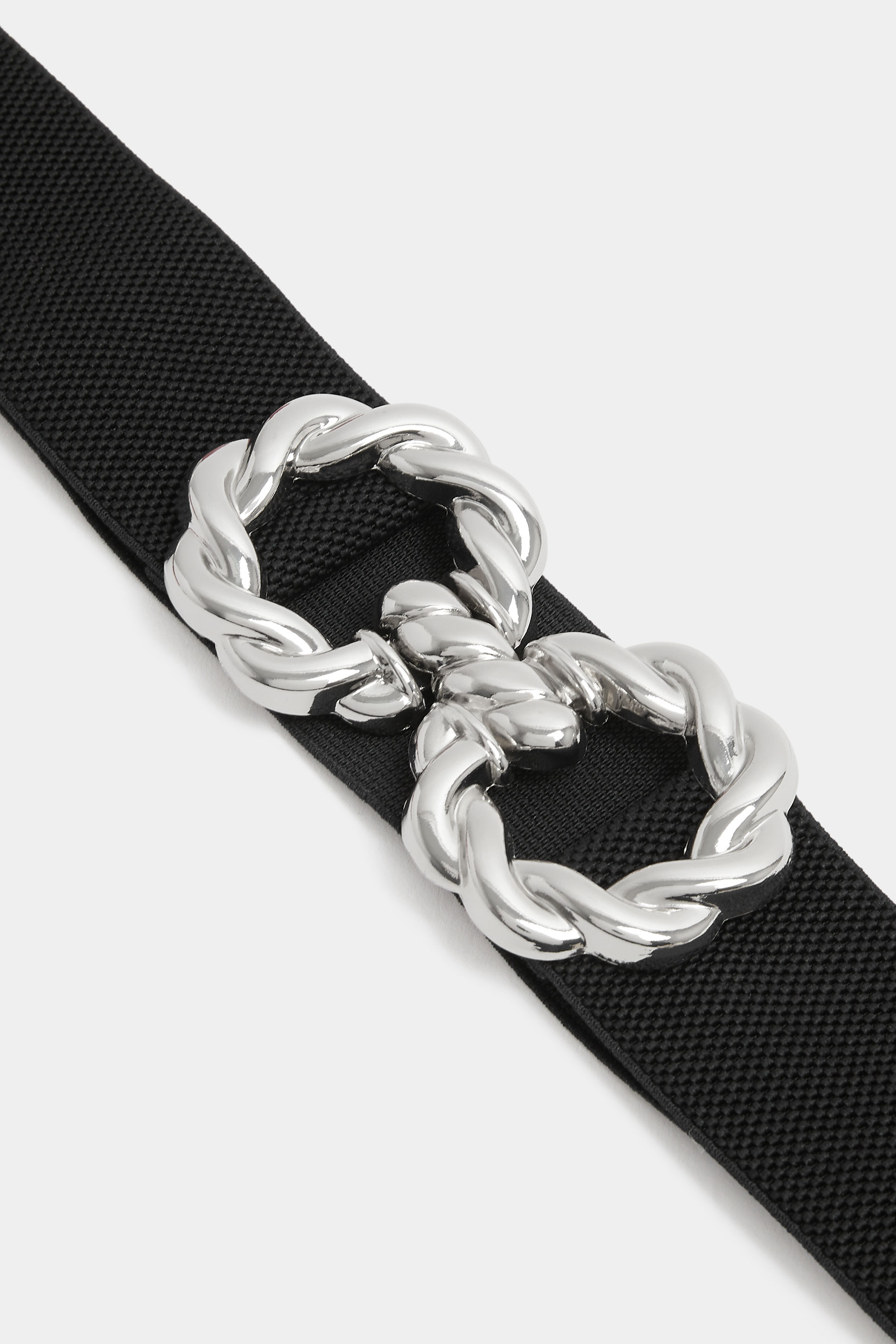 Black Elasticated Buckle Front Belt | Yours Clothing 2