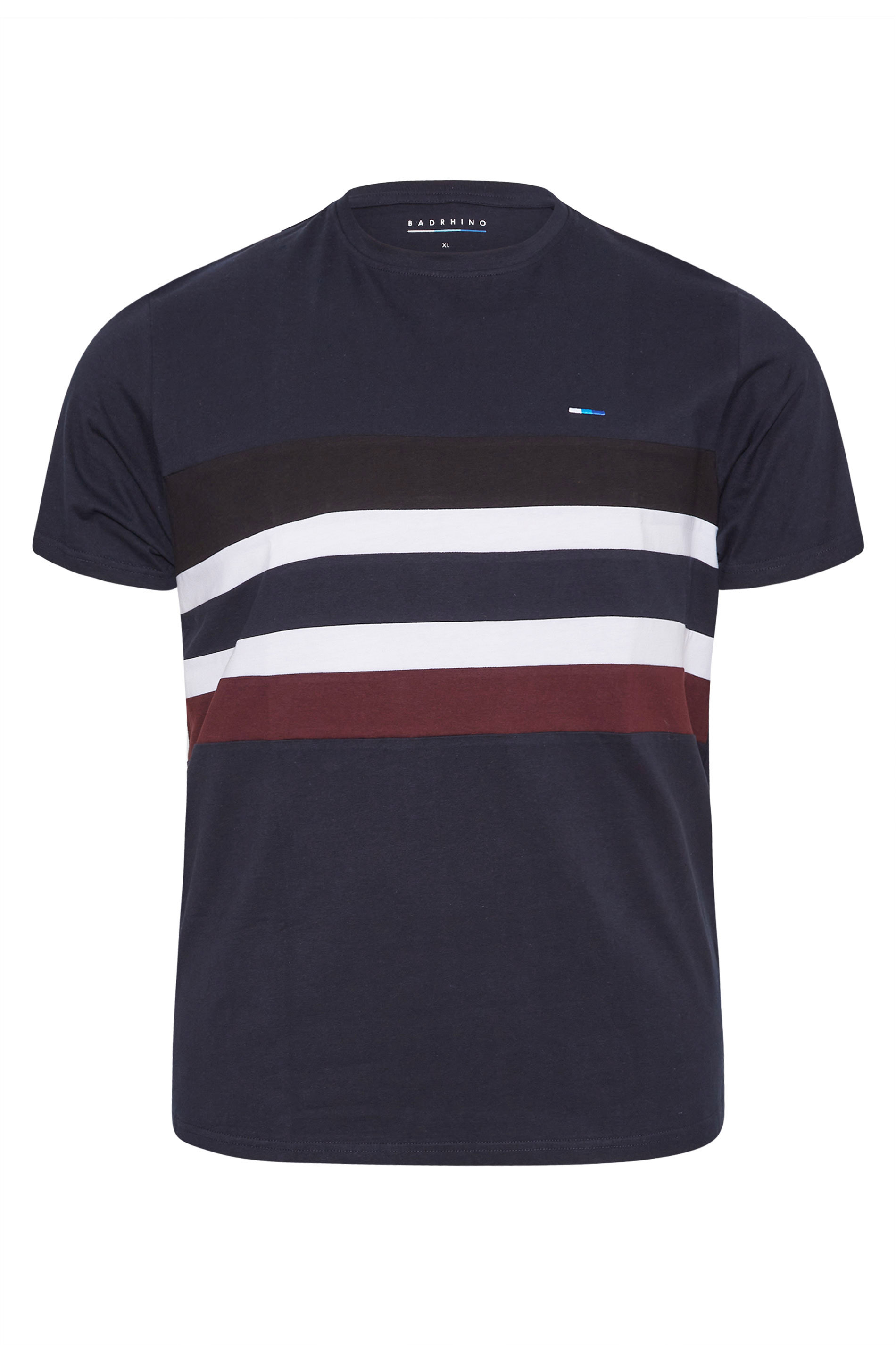 BadRhino Big & Tall Navy Blue Chest Stripe T-Shirt 1