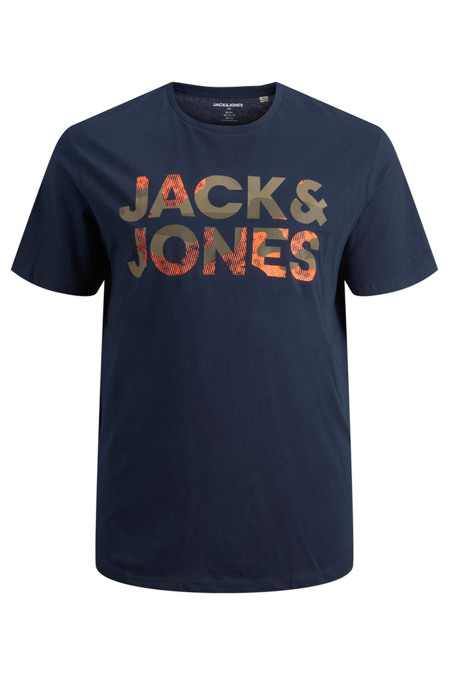 JACK & JONES Navy Camo Logo T-Shirt | BadRhino