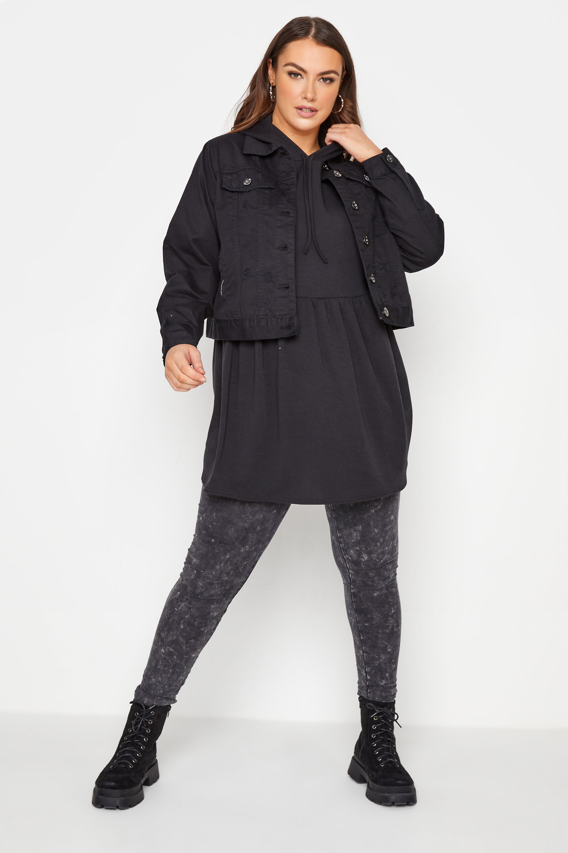 Plus Size LIMITED COLLECTION Black Peplum Hoodie | Yours Clothing 1