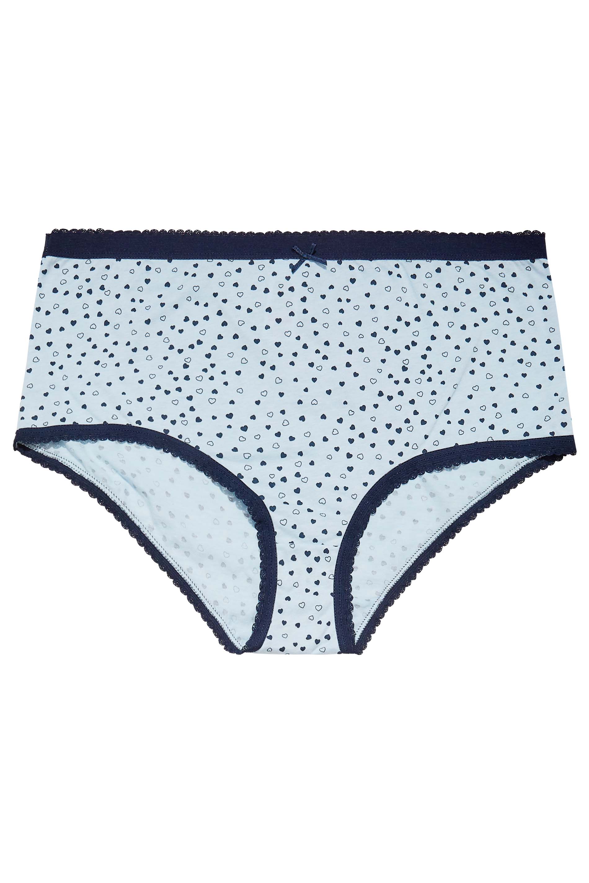5 PACK Curve Blue Heart Print High Waisted Full Briefs | Yours Clothing 3
