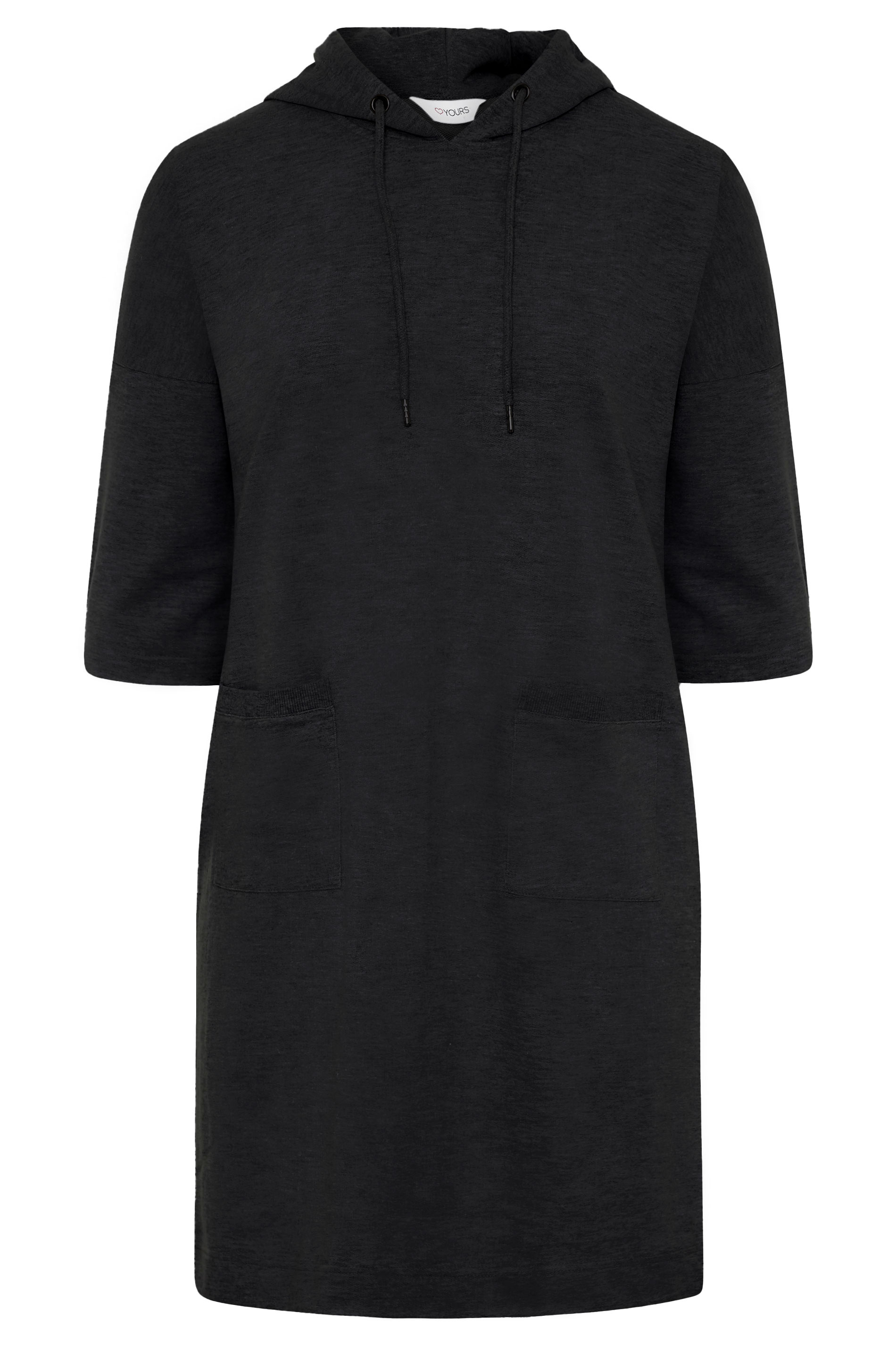 Black Longline Hoodie Dress | Yours 