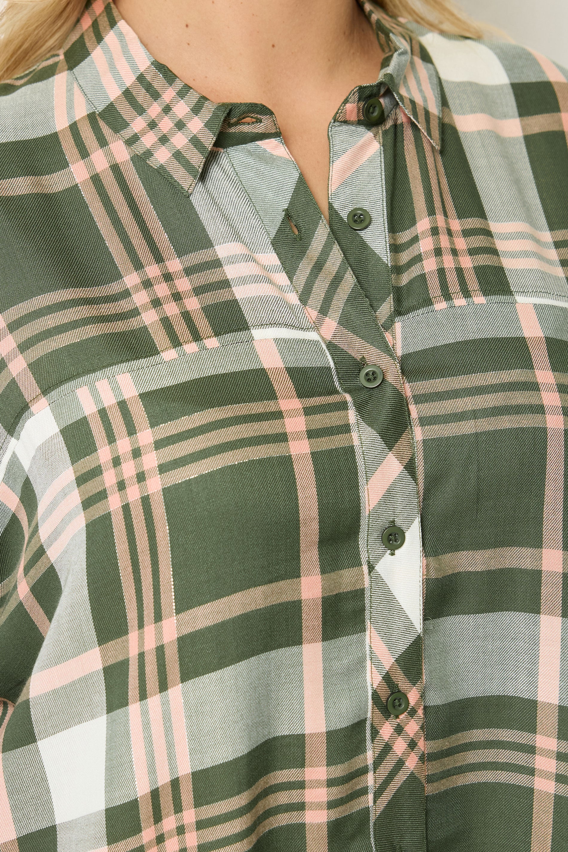 YOURS Plus Size Green Checked Shirt | Yours Clothing 5