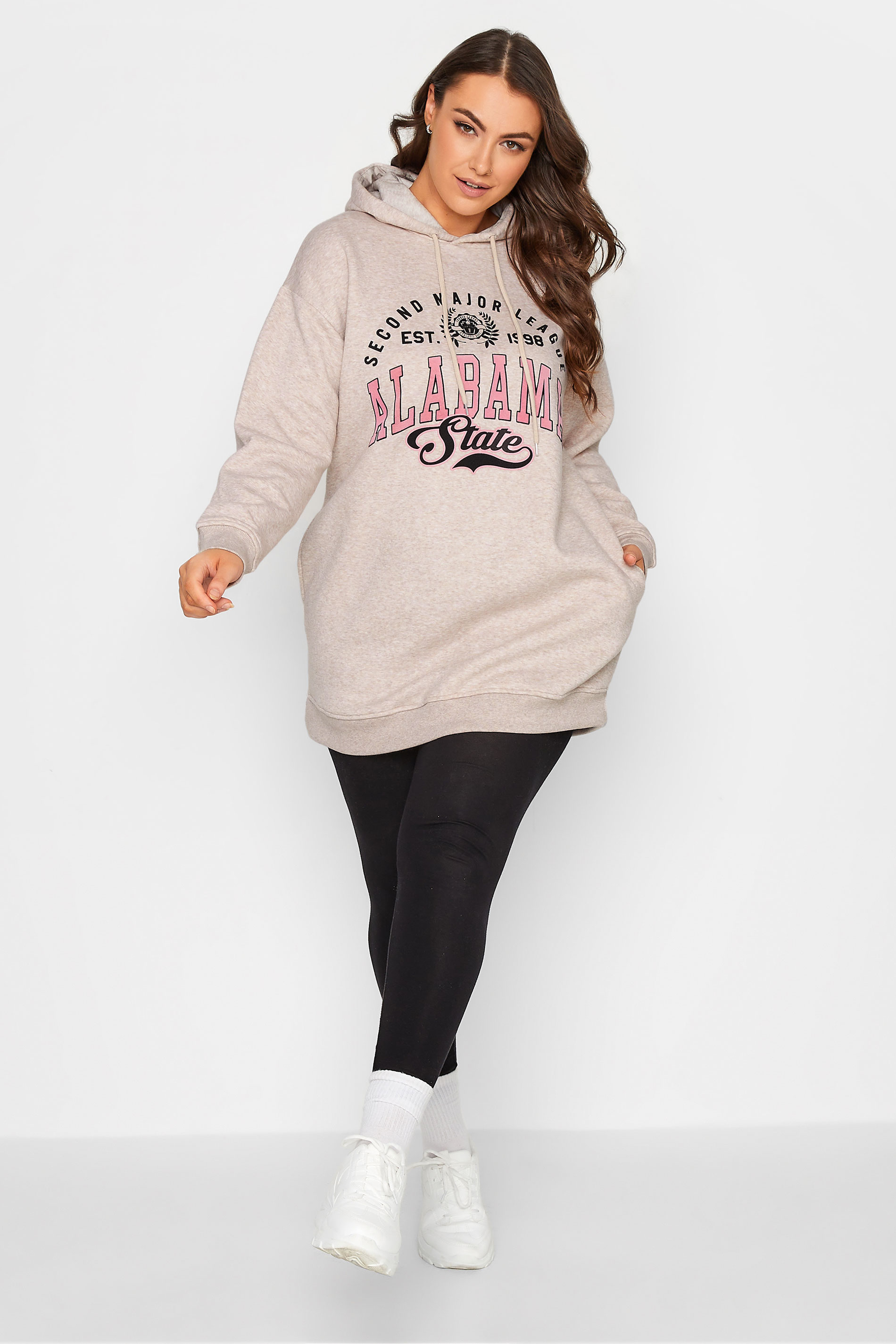 Curve Plus Size Cream & Pink 'Alabama State' Hoodie | Yours Clothing 2