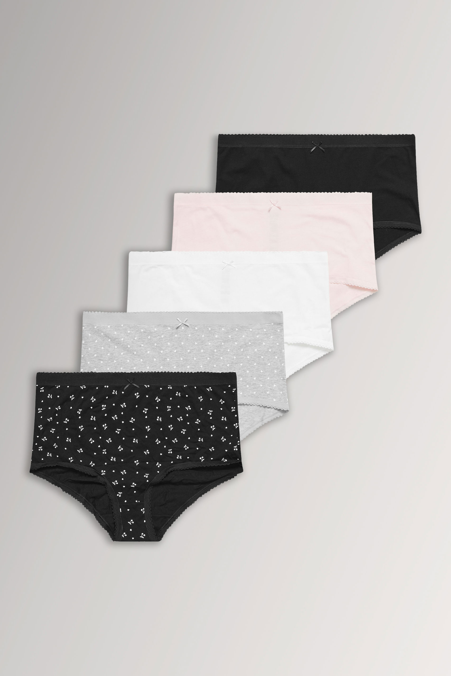YOURSET 5 PACK Plus Size Pink & Grey Heart Full Briefs | Yours Clothing 3